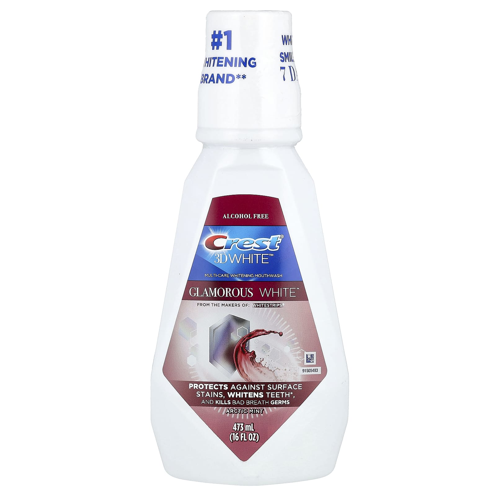Get Whiter Teeth with Crest 3D White Multi-Care Whitening Mouthwash, 16 fl oz - Image 1