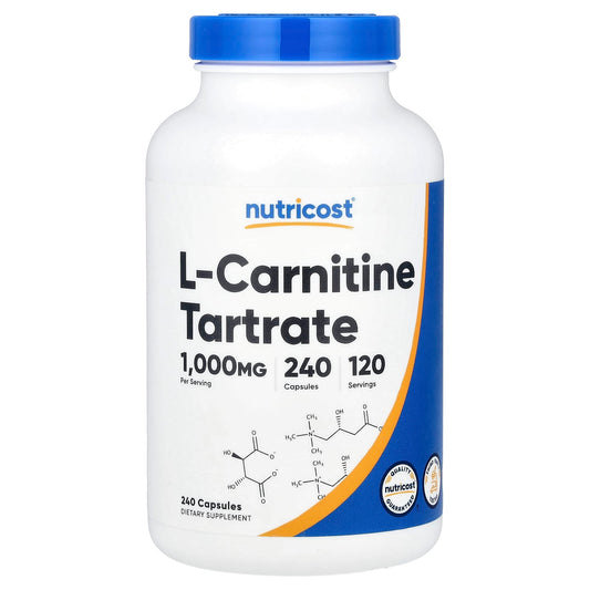 Nutricost, L-Carnitine Tartrate, 240 Capsules (500 mg per Capsule) - Image 1