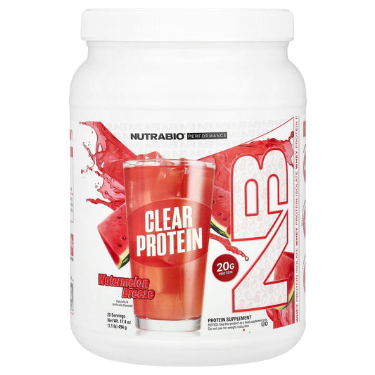 NutraBio, Performance, Clear Protein, Watermelon Breeze, 1.1 lb (494 g) - Image 1