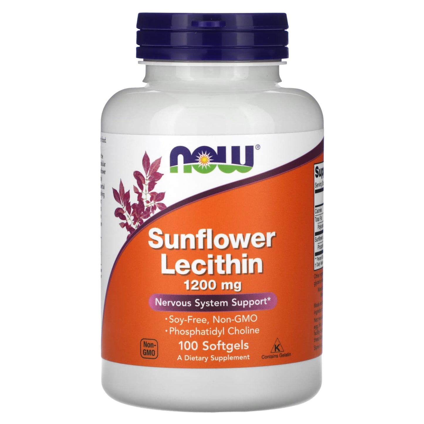 NOW Foods, Sunflower Lecithin, 1,200 mg, 100 Softgels - Image 1