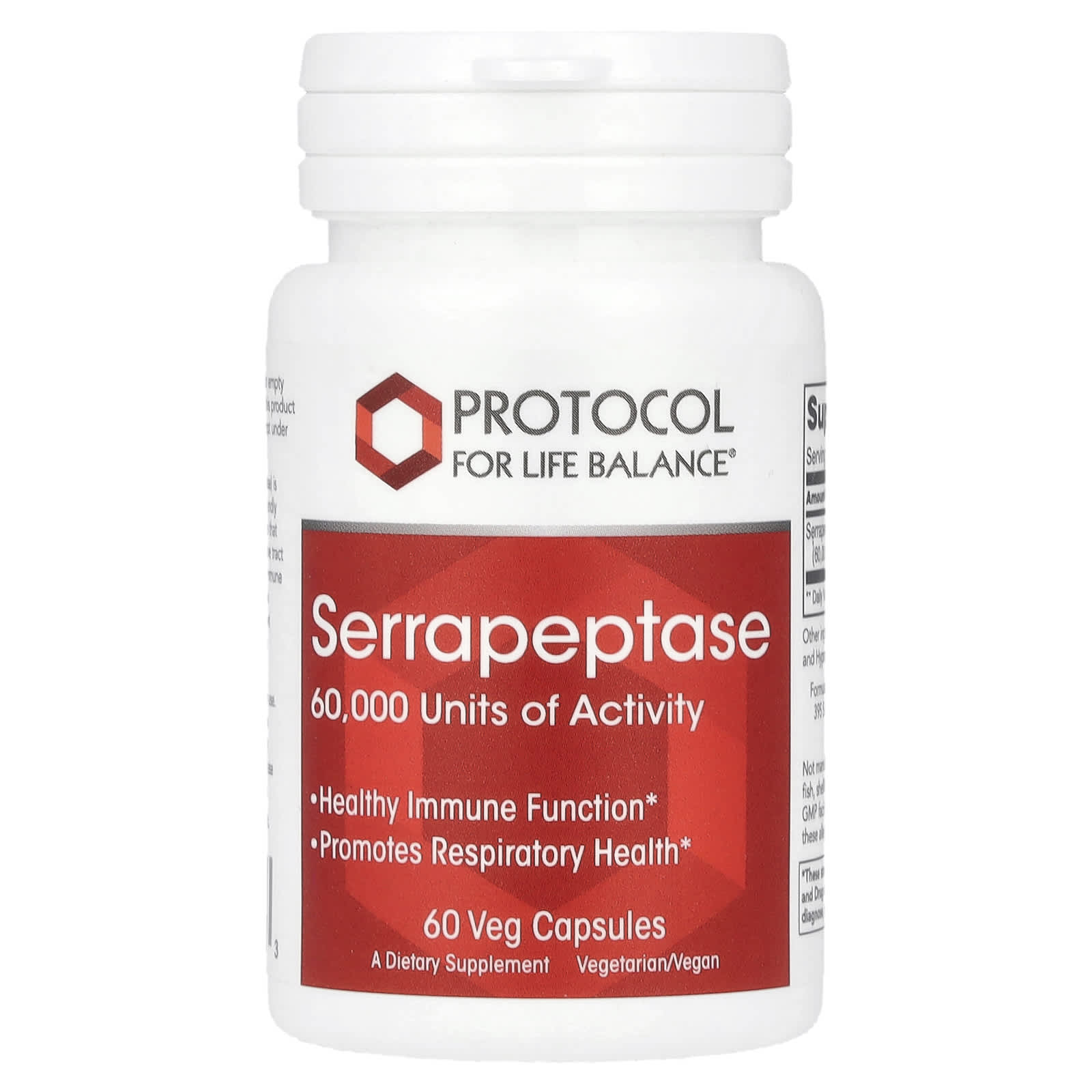 Protocol for Life Balance, Serrapeptase, 33 mg, 60 Veg Capsules - Image 1
