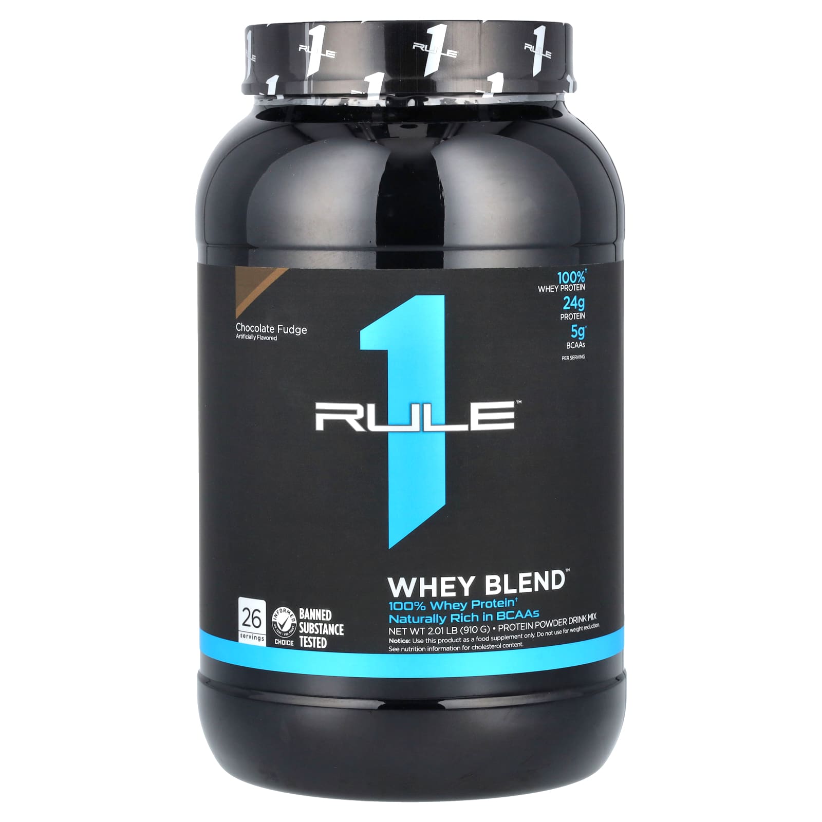 Rule One Proteins, Whey Blend, Protein Powder Drink Mix, Chocolate Fudge, 2.01 lb (910 g) - Image 1