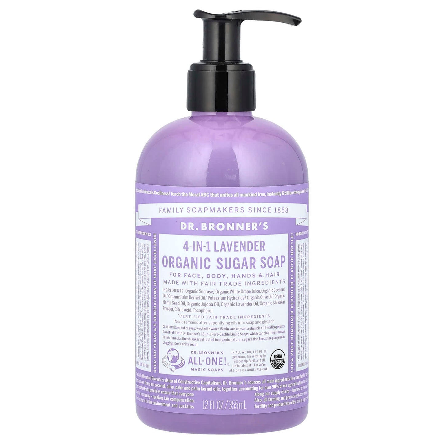 Dr. Bronner's Organic Sugar Soap, Lavender - Face, Body & Hair Care - Image 1