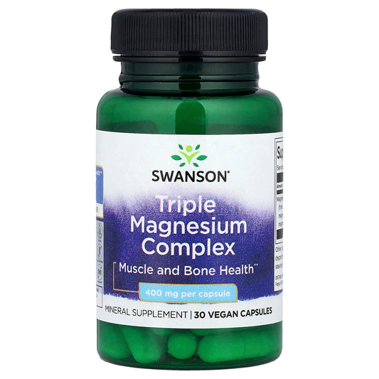 Swanson, Triple Magnesium Complex, 400 mg, 30 Vegan Capsules - Image 1