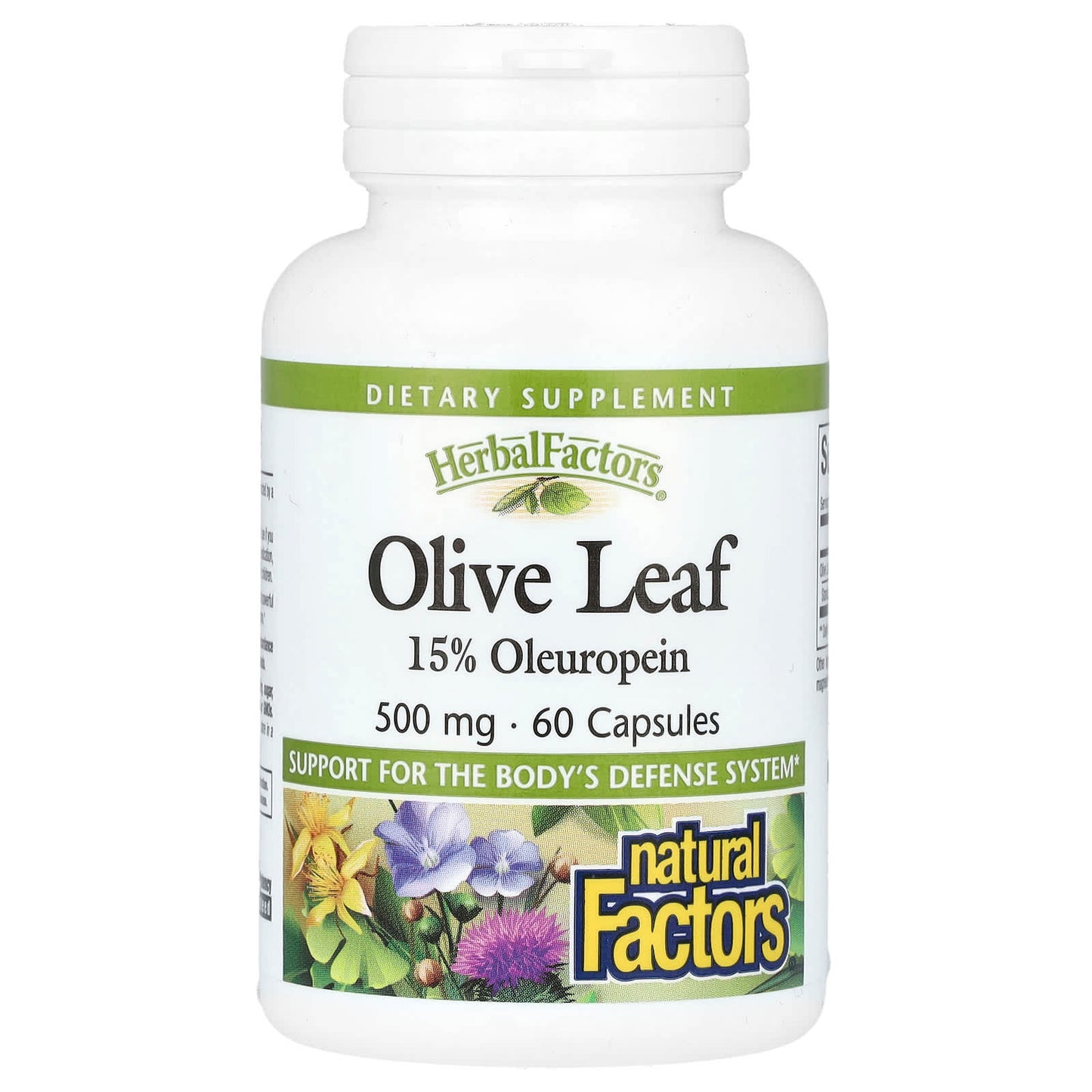 Natural Factors, HerbalFactors, Olive Leaf, 500 mg, 60 Capsules - Image 1