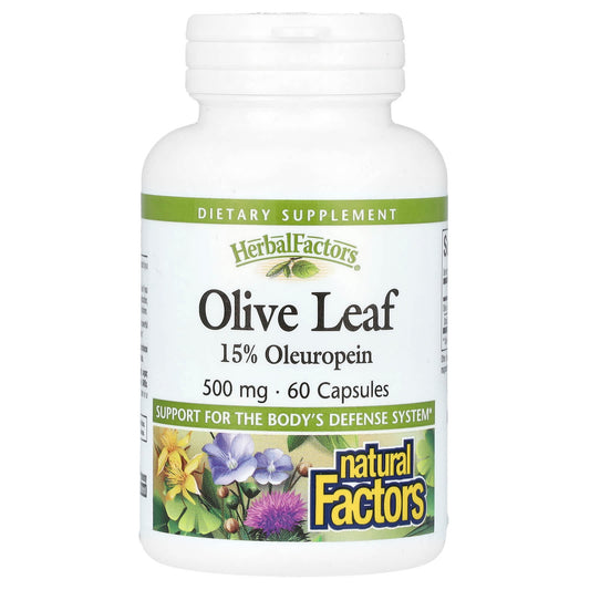 Natural Factors, HerbalFactors, Olive Leaf, 500 mg, 60 Capsules - Image 1