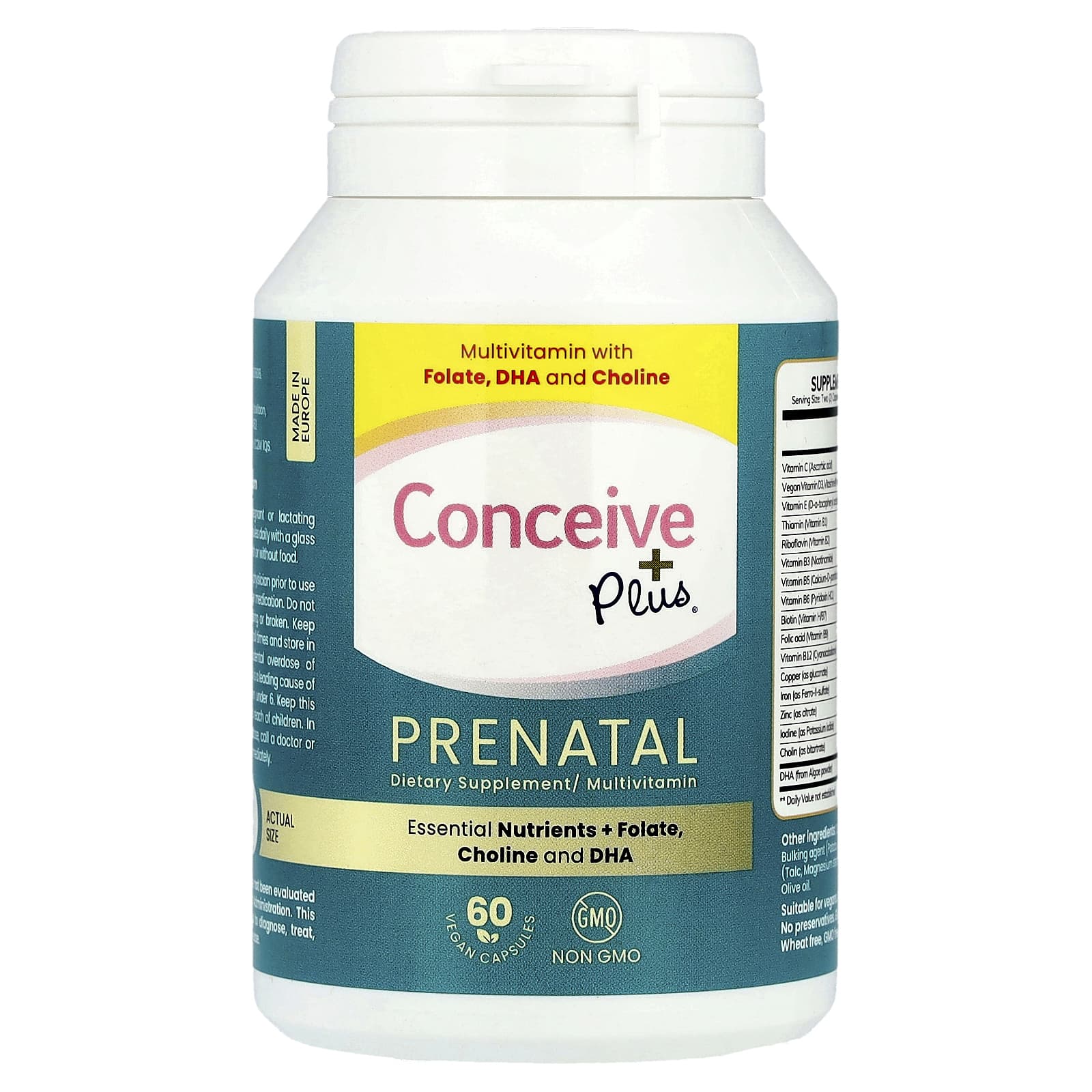 Conceive Plus Prenatal Support for Women - 60 Vegan Capsules - Image 1