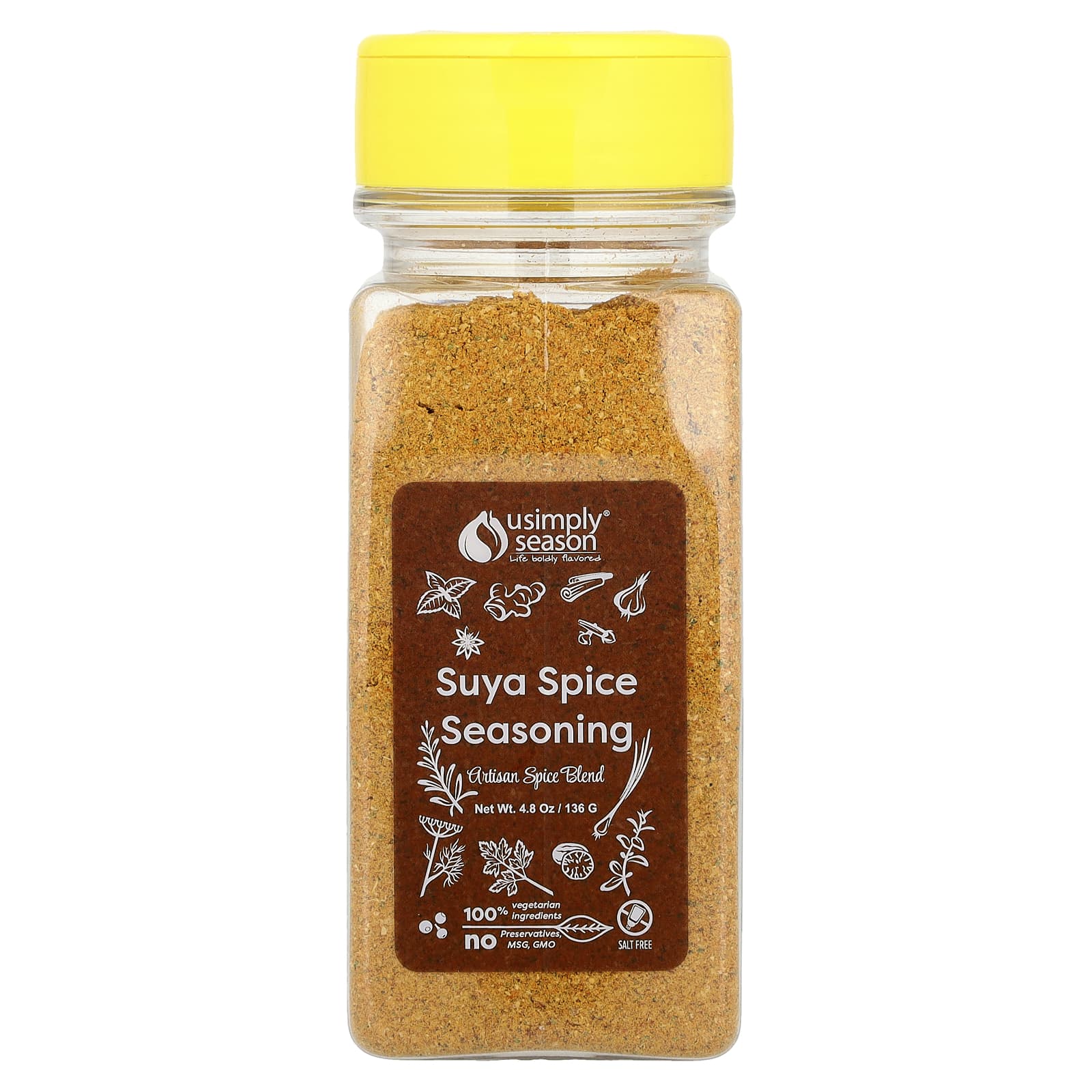 USimplySeason, Artisan Spice Blend, Suya Spice Seasoning, 4.8 oz (136 g) - Image 1
