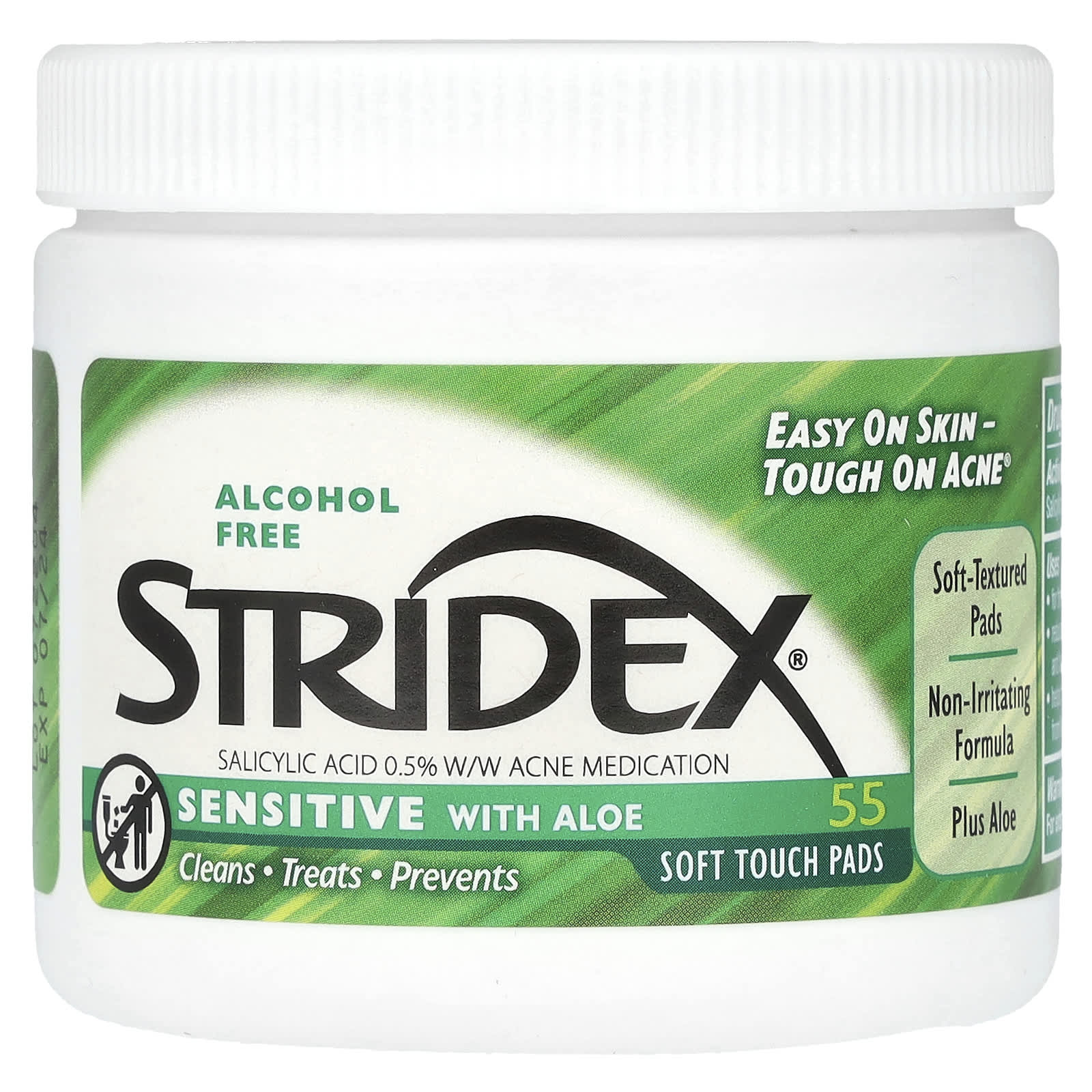 Stridex, Sensitive with Aloe, Alcohol Free, 55 Soft Touch Pads - Image 1