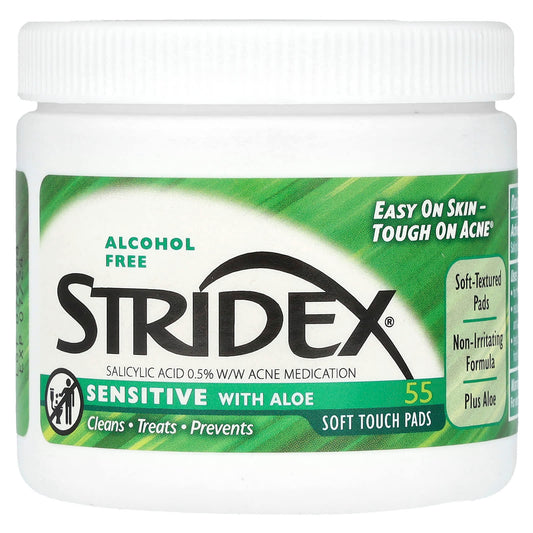 Stridex, Sensitive with Aloe, Alcohol Free, 55 Soft Touch Pads - Image 1