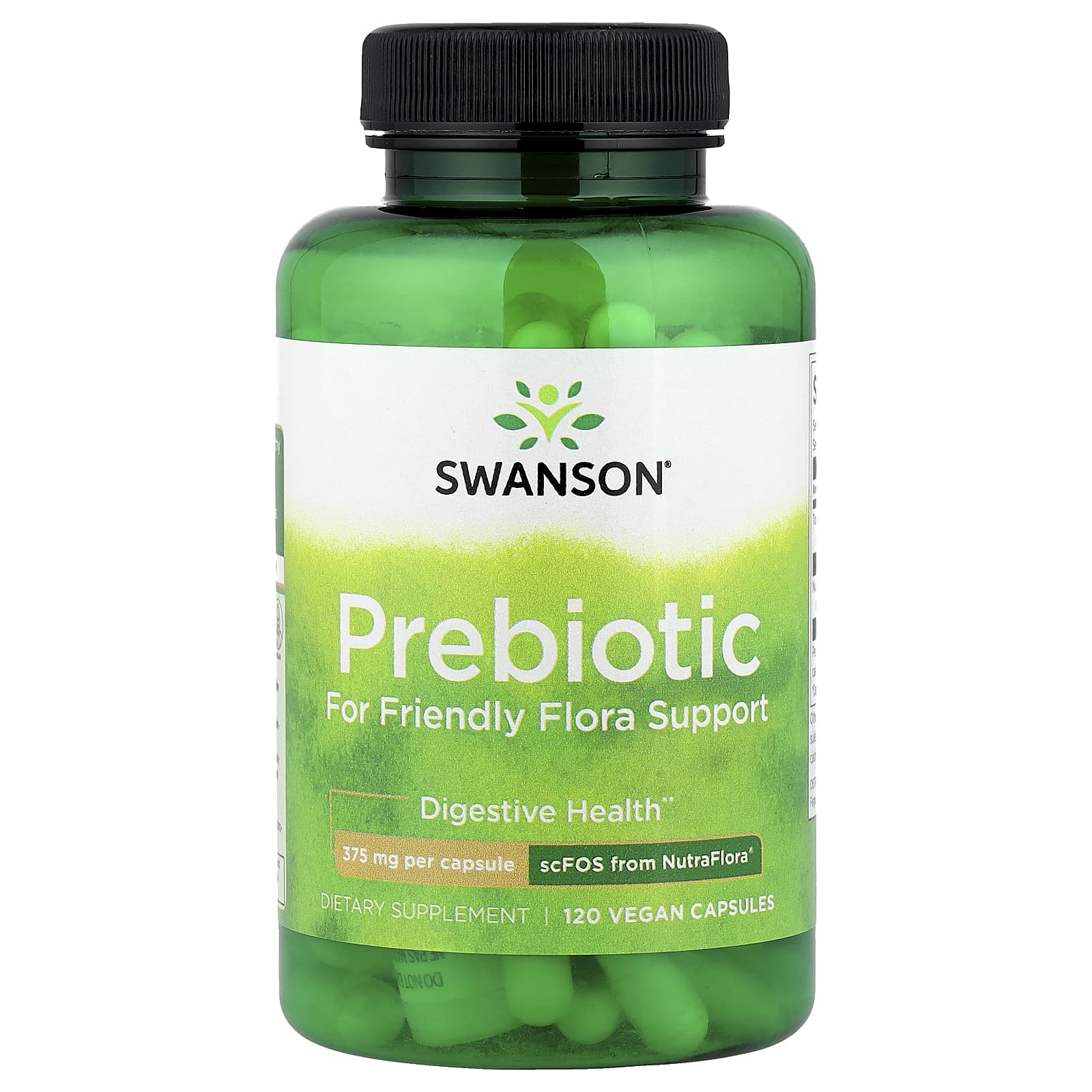 Swanson, Prebiotic for Friendly Flora Support, 120 Vegan Capsules (375 mg per Capsule) - Image 1