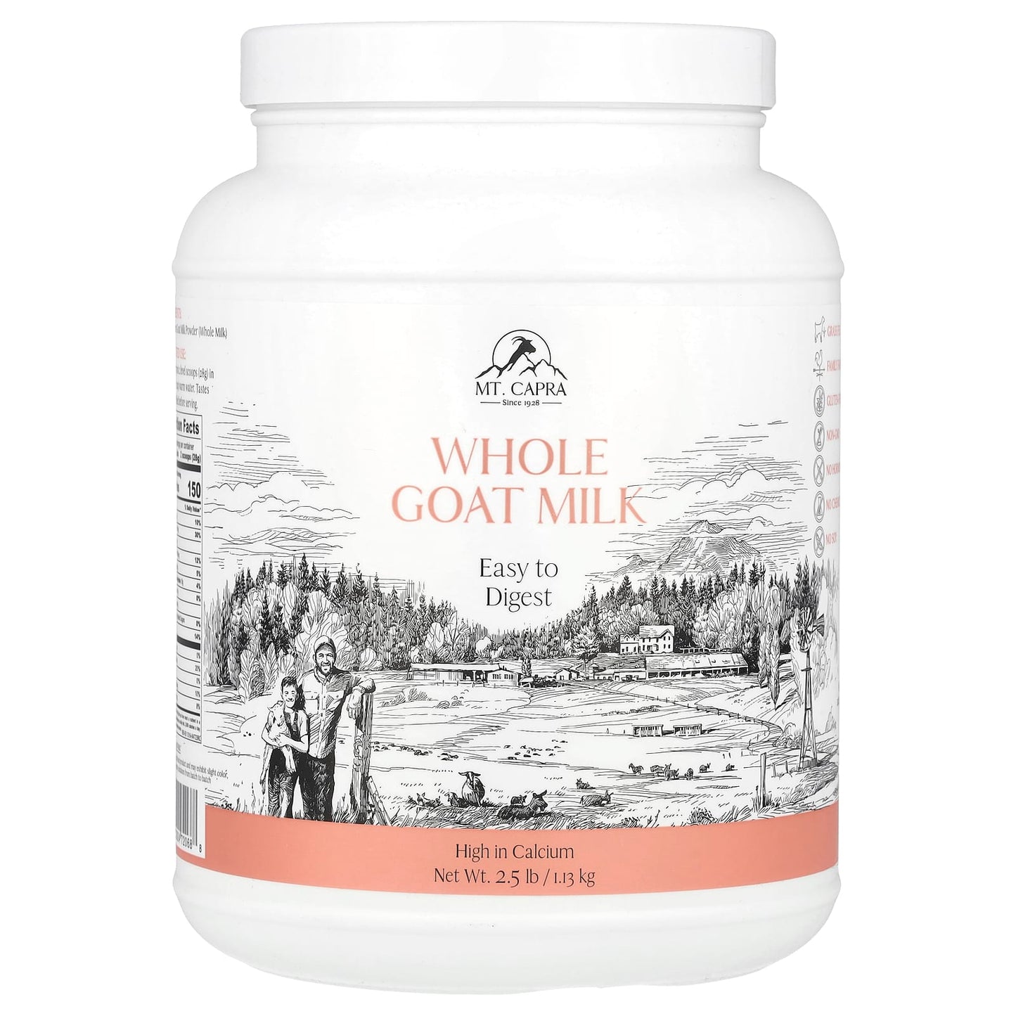 Mt. Capra, Whole Goat Milk, 2.5 lb (1.13 kg) - Image 1