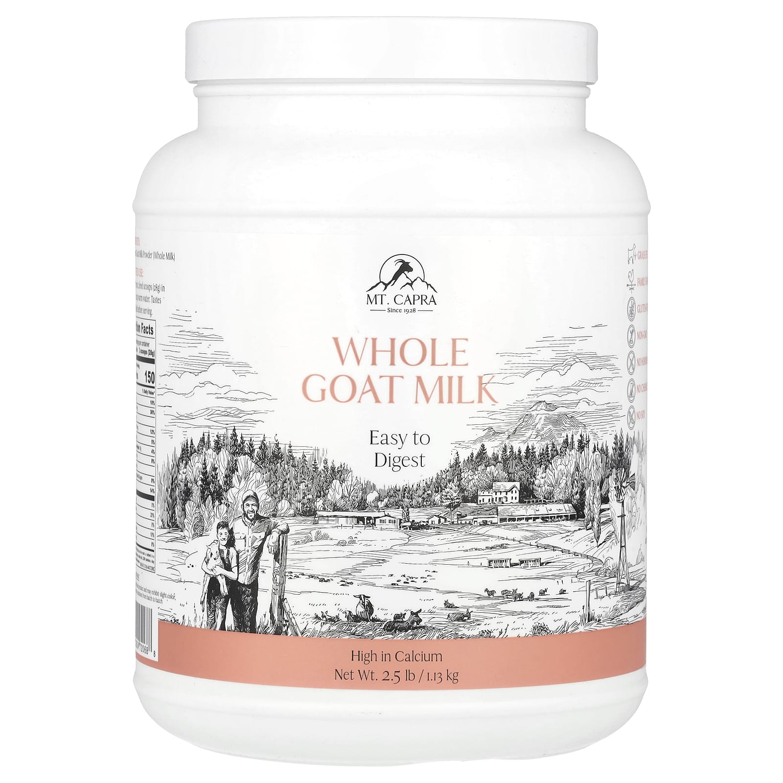 Mt. Capra, Whole Goat Milk, 2.5 lb (1.13 kg) - Image 1