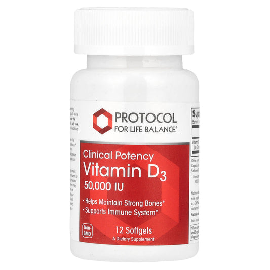 Protocol for Life Balance, Vitamin D3, Clinical Potency, 50,000 IU, 12 Softgels - Image 1