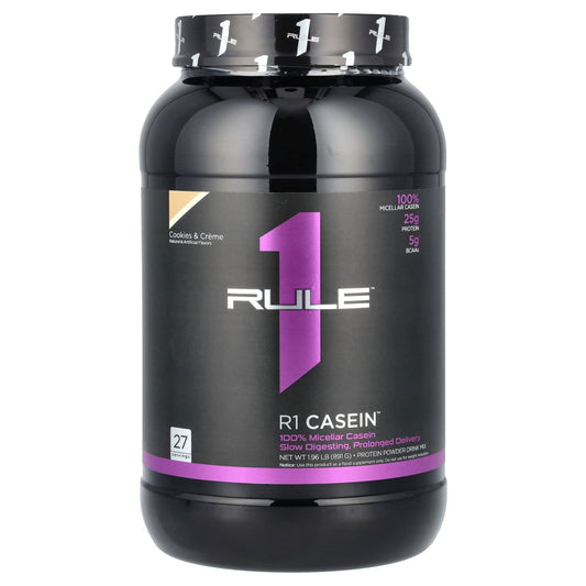 Rule One Proteins, R1 Casein, Protein Powder Drink Mix, Cookies & Creme, 1.96 lb (891 g) - Image 1