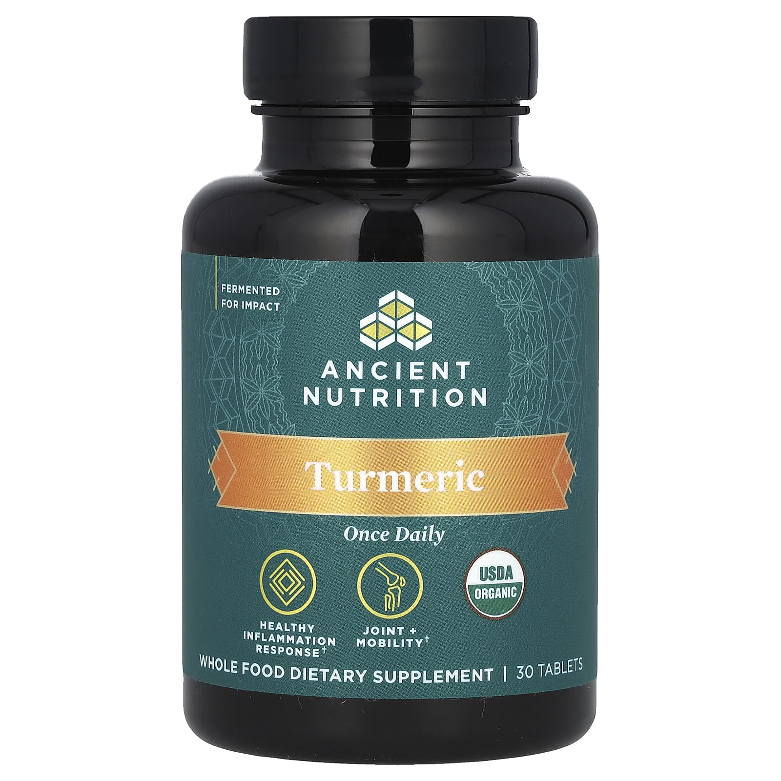 Ancient Nutrition Turmeric Once Daily - USDA Organic, 30 Tablets - Image 1