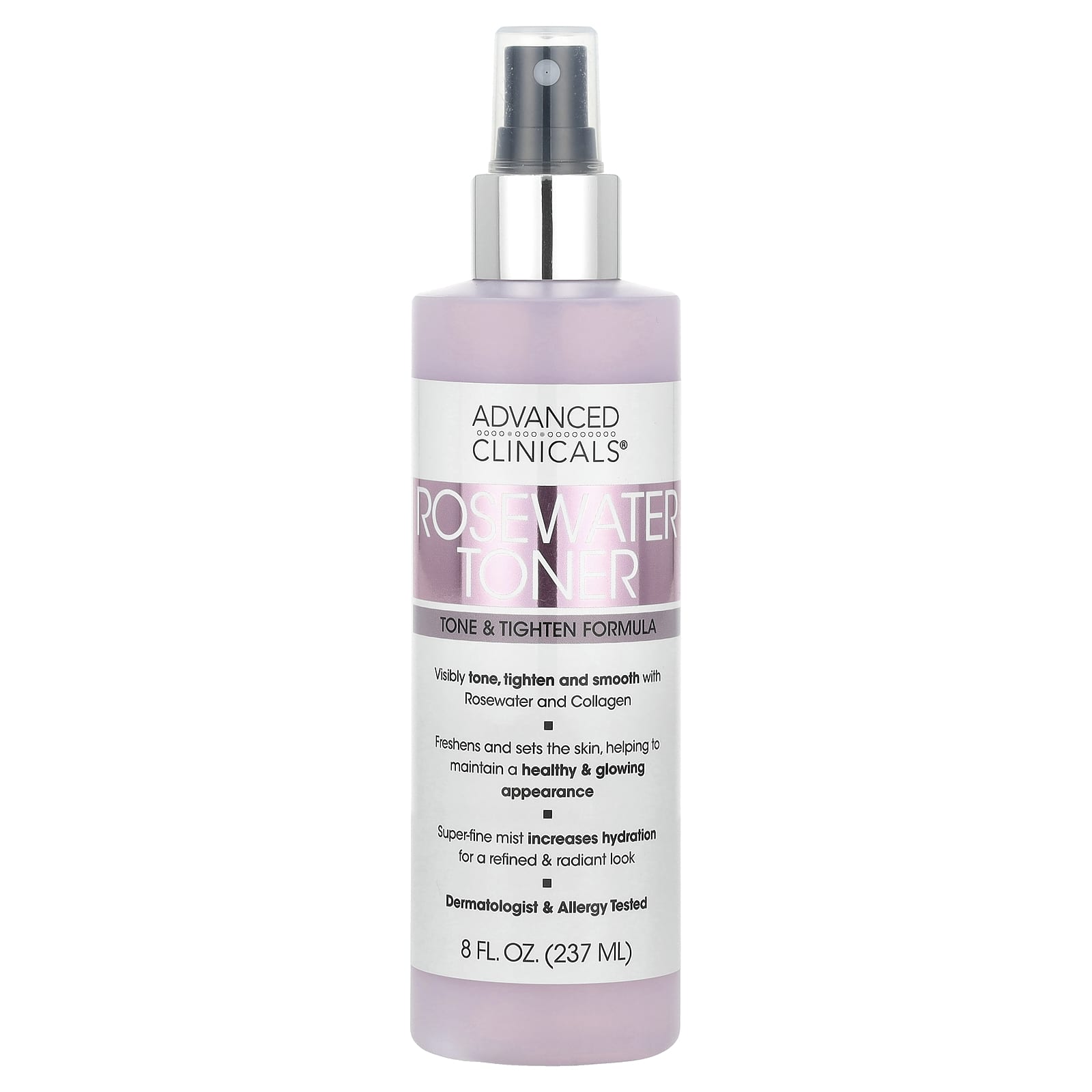 Rosewater Toner for Glowing Skin by Advanced Clinicals, 8 fl oz - Image 1