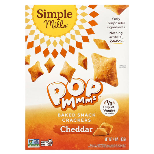 Simple Mills, Pop Mmms™, Baked Snack Crackers, Cheddar, 4 oz (113 g) - Image 1