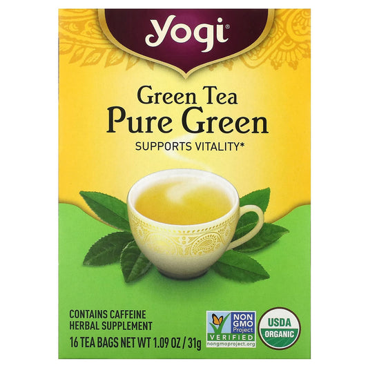 Yogi Tea, Green Tea Pure Green, 16 Tea Bags, 1.09 oz (31 g) - Image 1