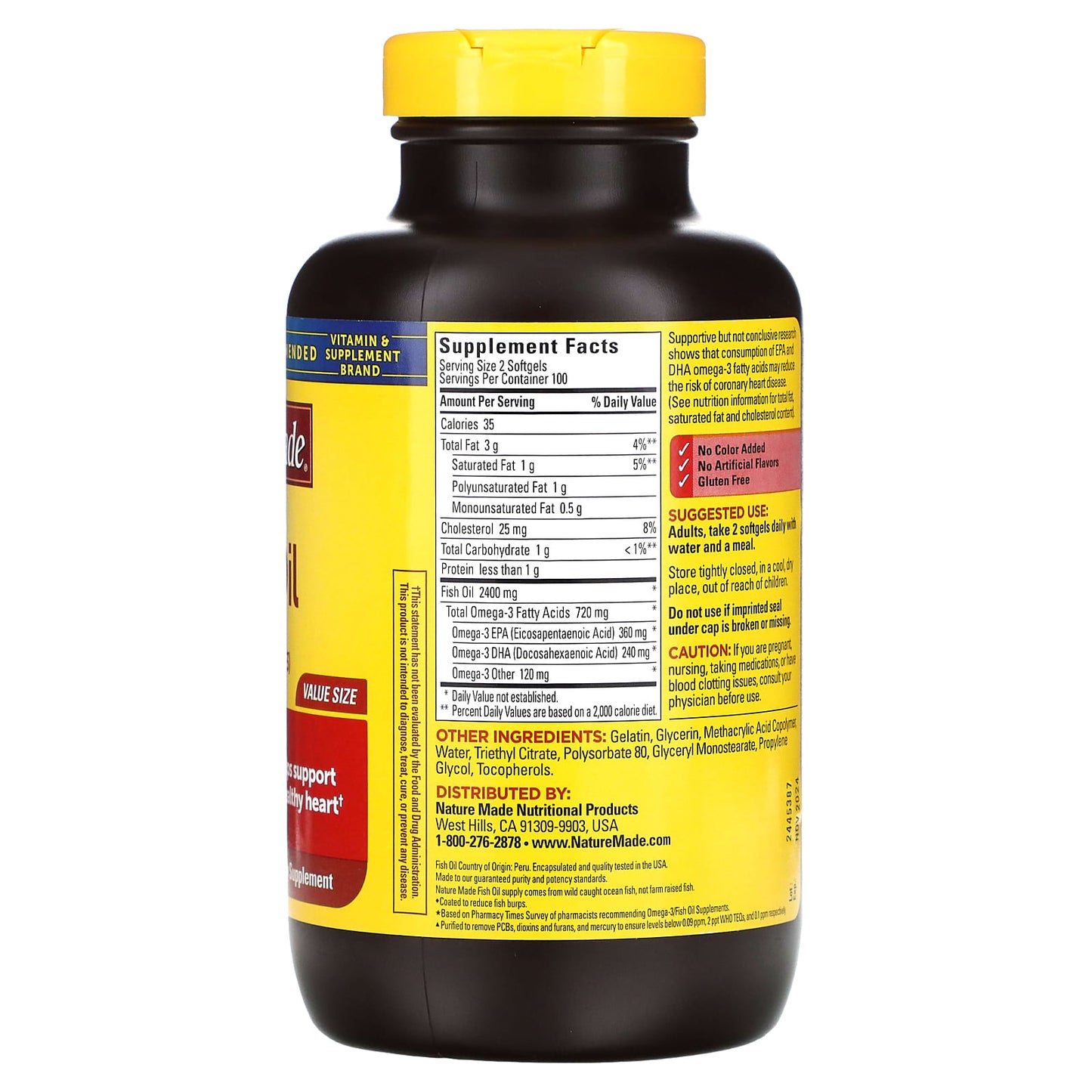 Nature Made, Fish Oil, Burp-Less, 200 Softgels (1,200 mg per Softgel)