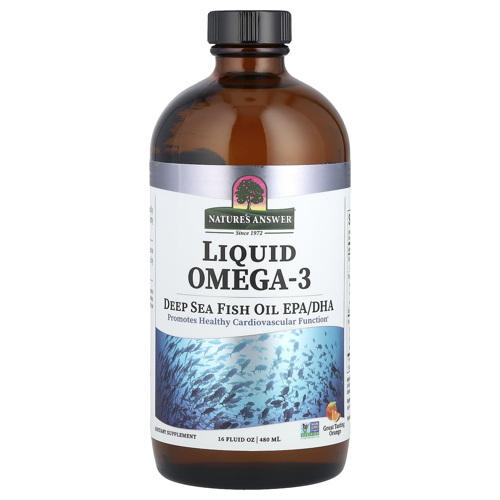 Nature's Answer, Liquid Omega-3, Deep Sea Fish Oil EPA/DHA, Orange, 16 fl oz (480 ml) - Image 1