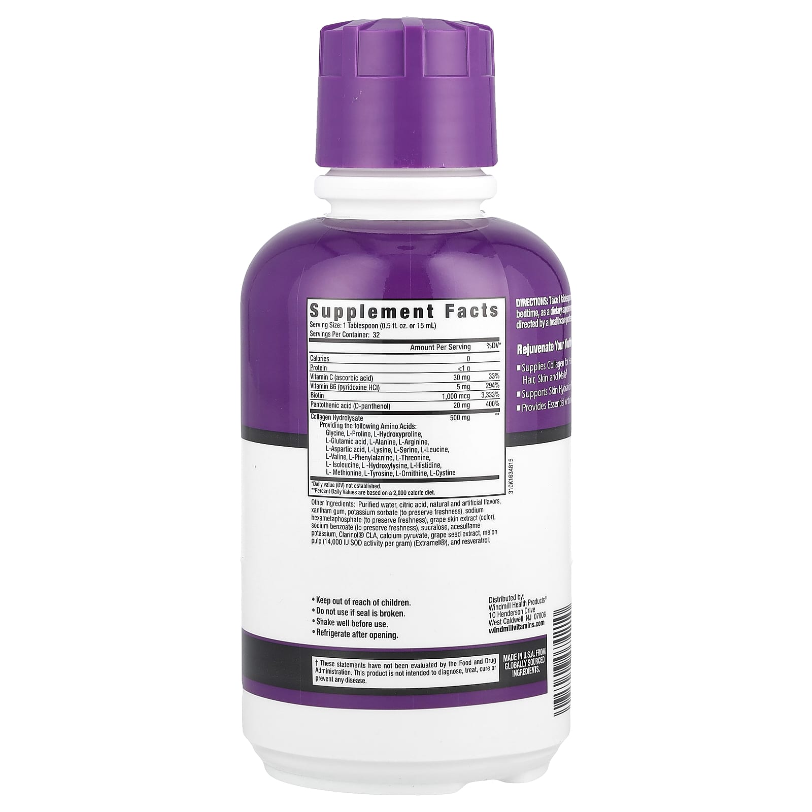 Rejuvicare, Collagen Beauty Formula, Liquid Collagen Complex, Grape, 16 fl oz (473 ml) - Image 2
