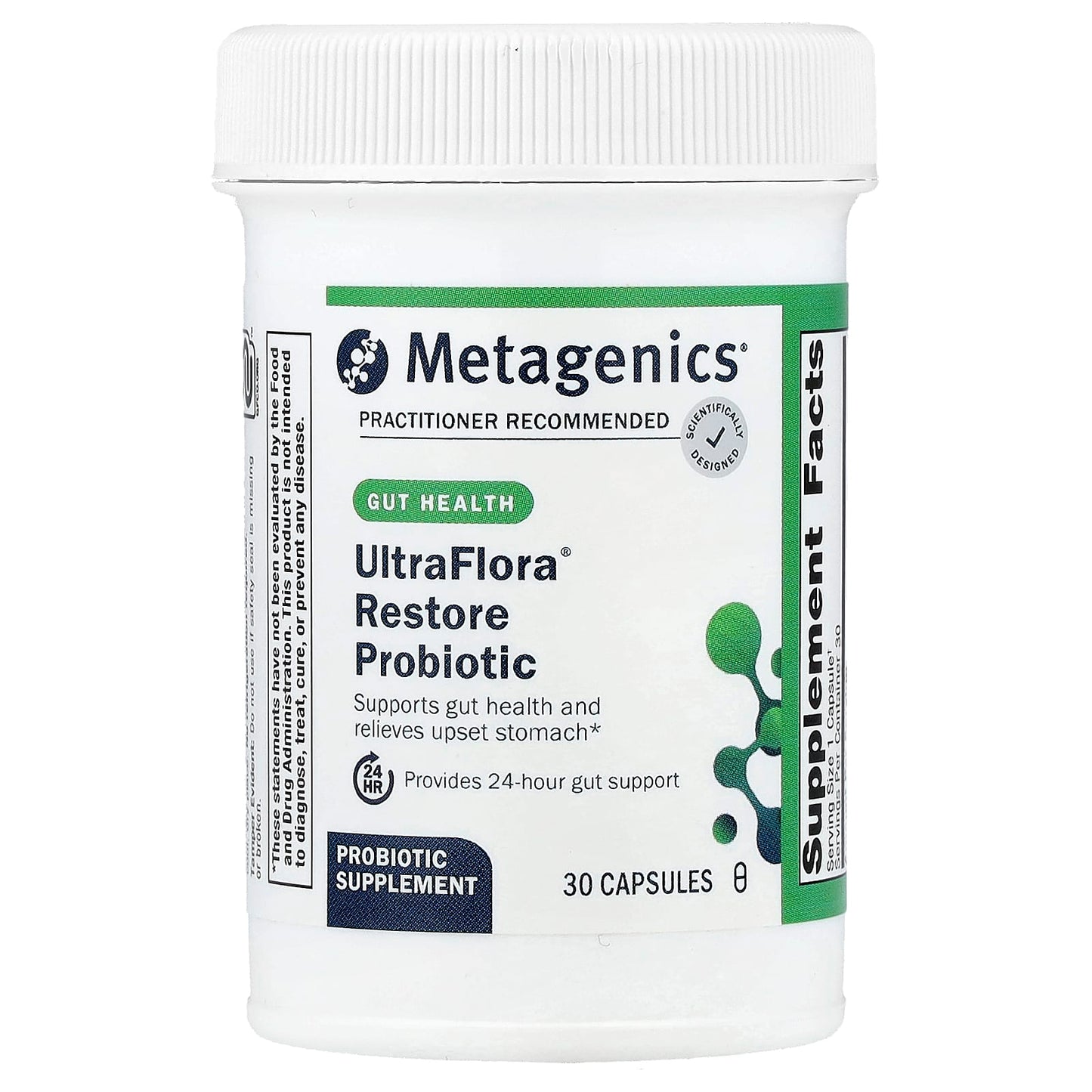 Metagenics, UltraFlora® Restore Probiotic, 30 Capsules (253.5 mg (20 Billion CFU) per Capsule) - Image 1