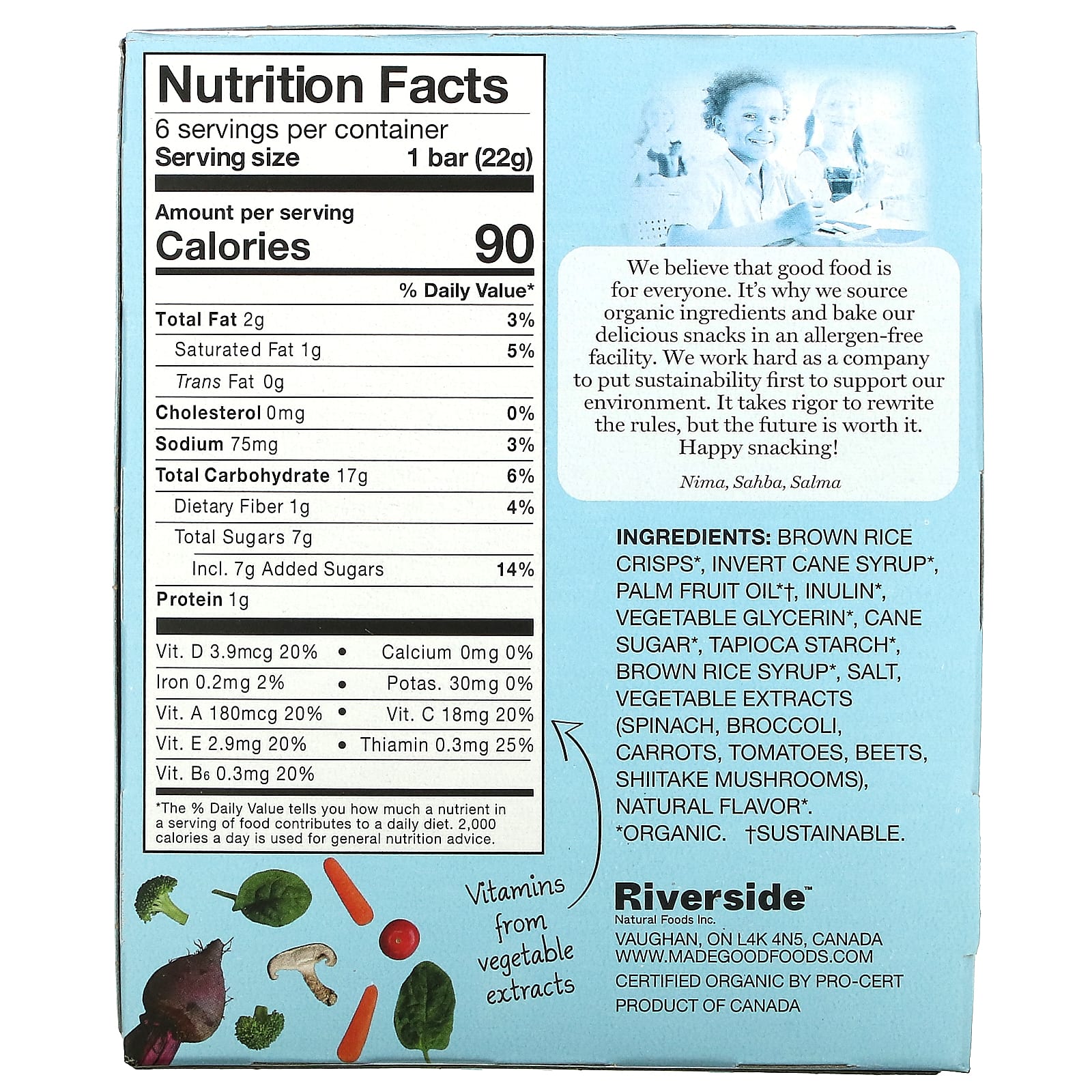 MadeGood, Crispy Squares, Vanilla, 6 Bars, 0.78 oz (22 g) Each - Image 2