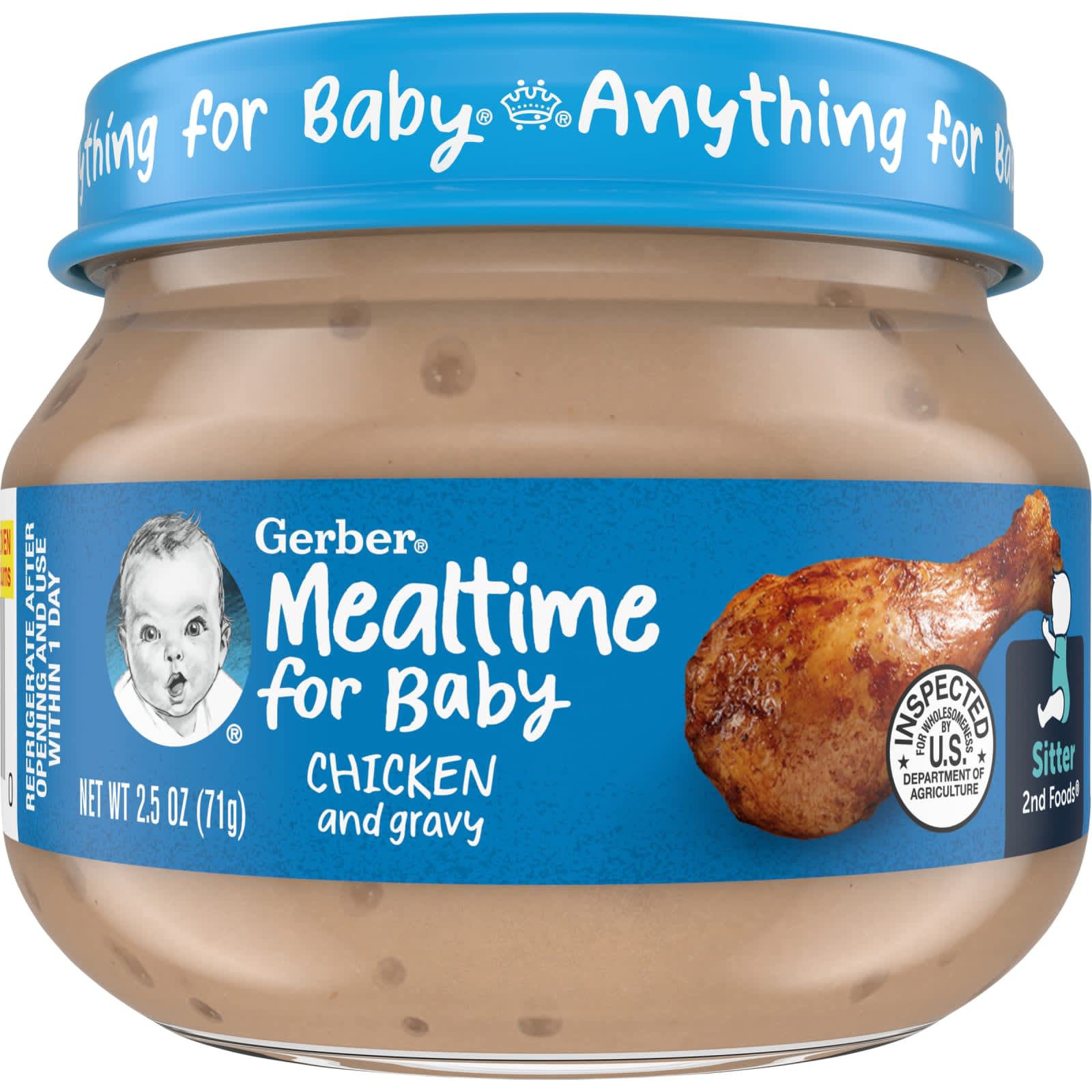 Gerber Chicken & Gravy 2nd Foods for Babies, 2.5 oz - Healthy Meals for Little Ones - Image 1