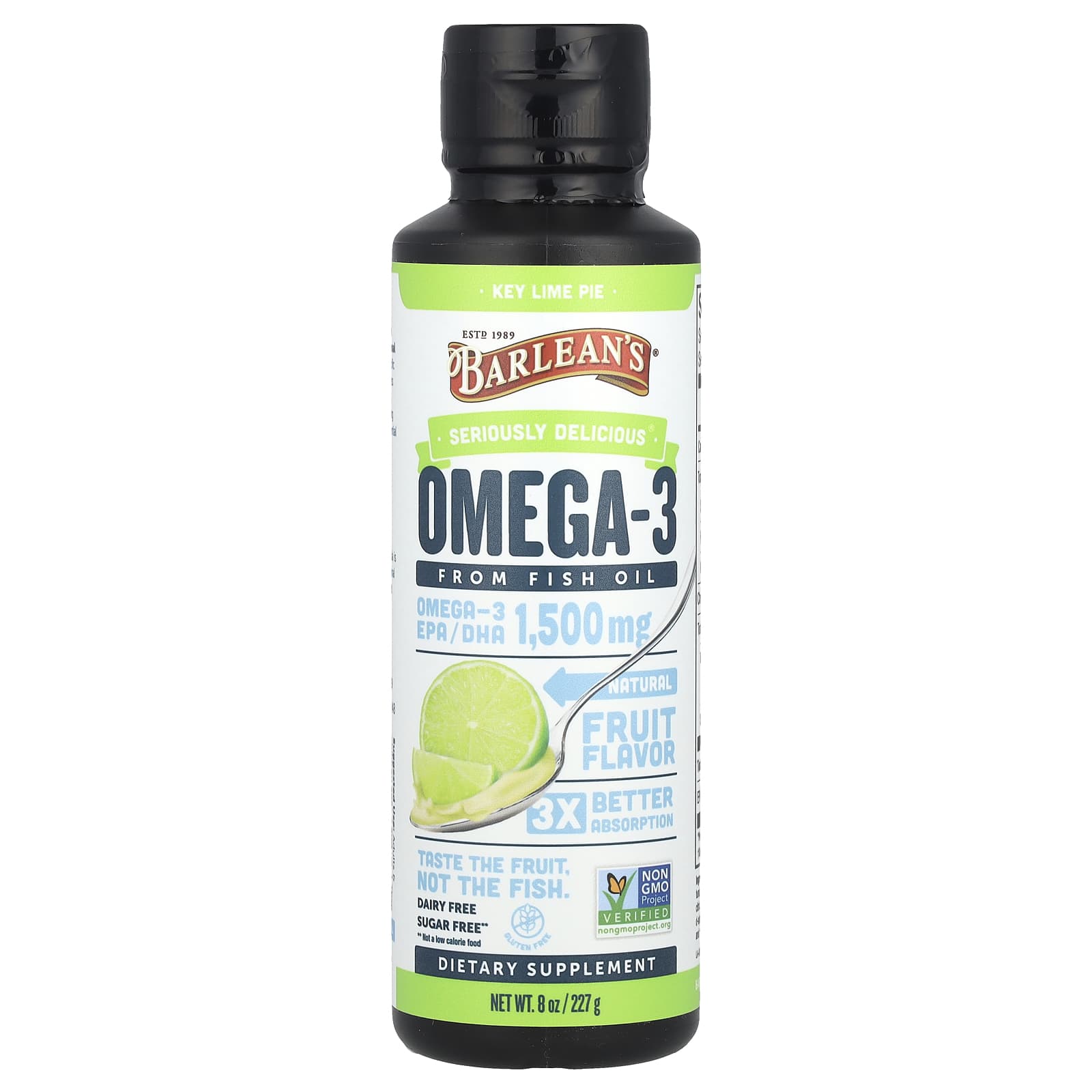 Barlean's Omega-3 Fish Oil Supplement, Key Lime Pie, 8 oz - Image 1