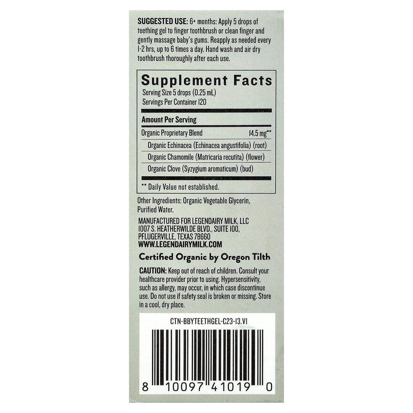 Legendairy Milk, Organic Teething Gel , 1 fl oz (30 ml) - Image 2