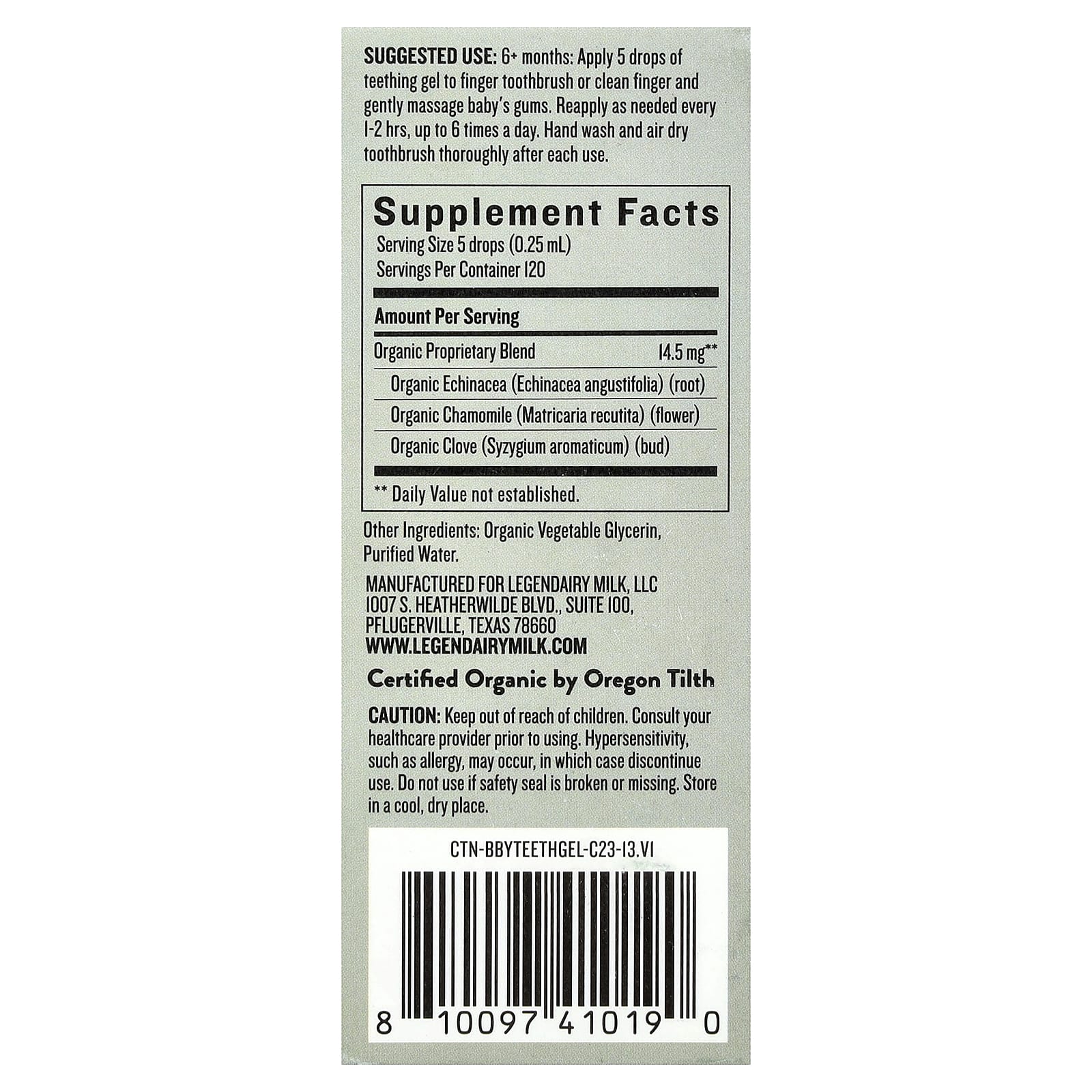 Legendairy Milk, Organic Teething Gel , 1 fl oz (30 ml) - Image 2
