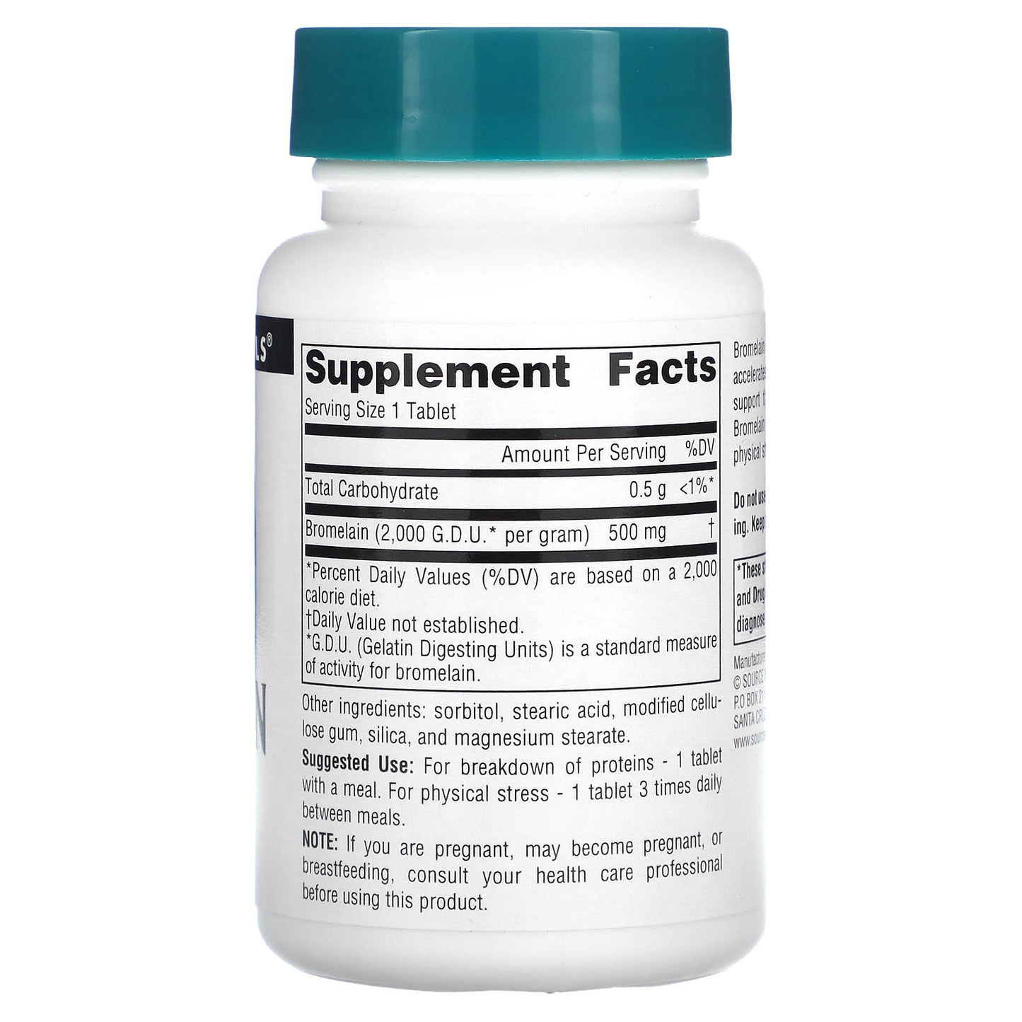 Source Naturals, Bromelain 2,000 GDU/g, 500 mg, 60 Tablets - Image 2