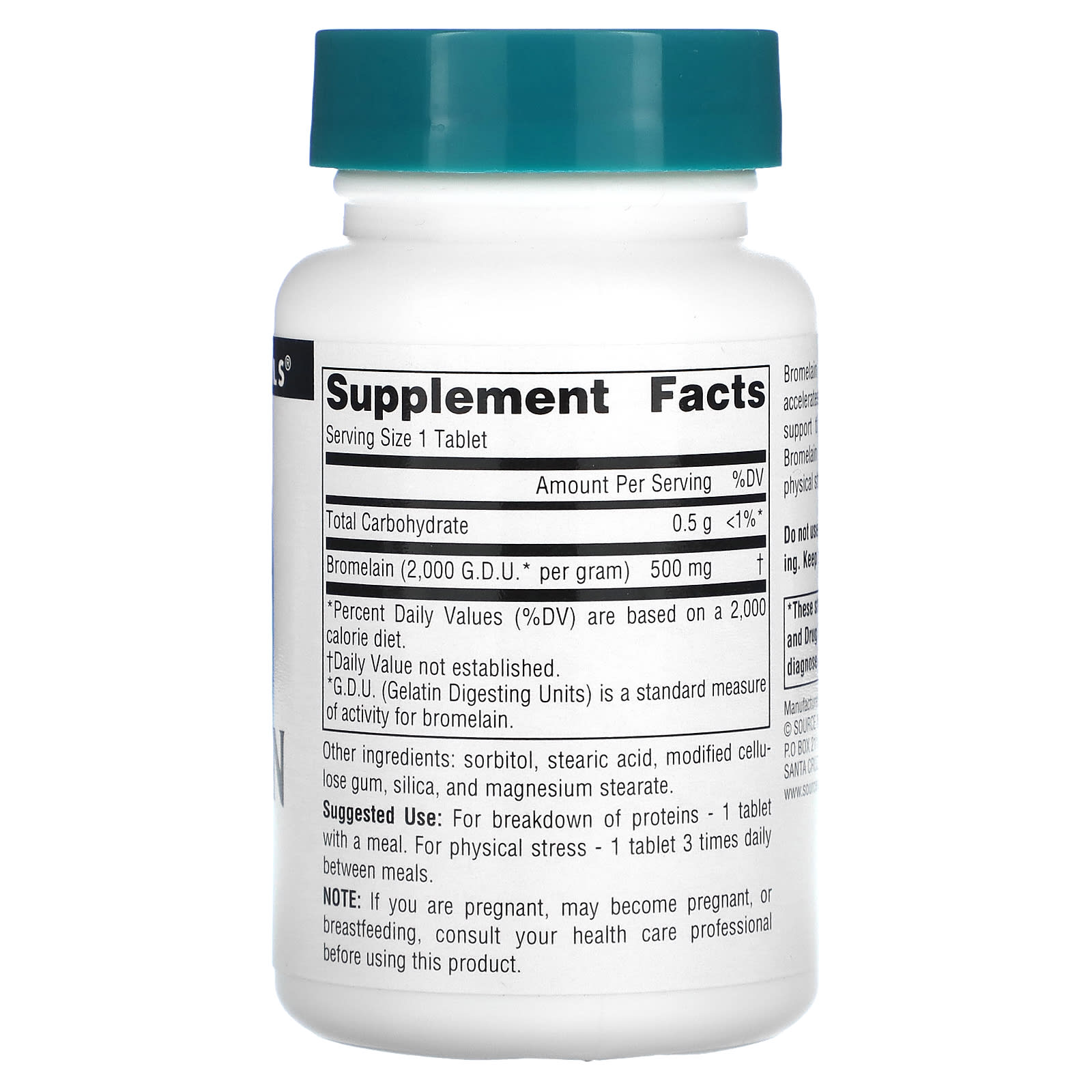 Source Naturals, Bromelain 2,000 GDU/g, 500 mg, 60 Tablets - Image 2
