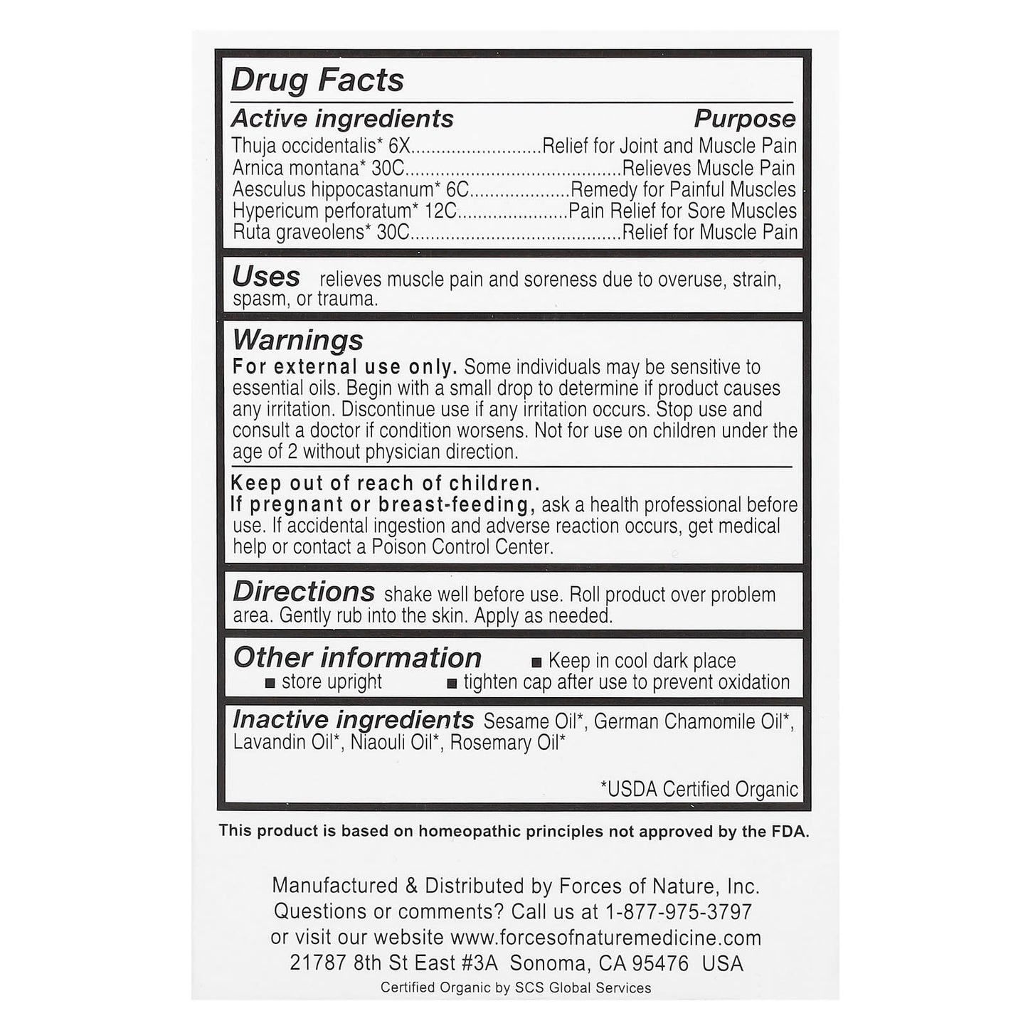 Nature's Relief: USDA Organic Muscle Pain Roll-On 0.14 fl oz - Image 2