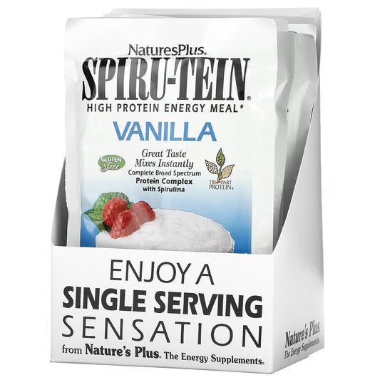 NaturesPlus, Spiru-Tein, High Protein Energy Meal, Vanilla, 8 Packets, 1.2 oz (34 g) Each - Image 1