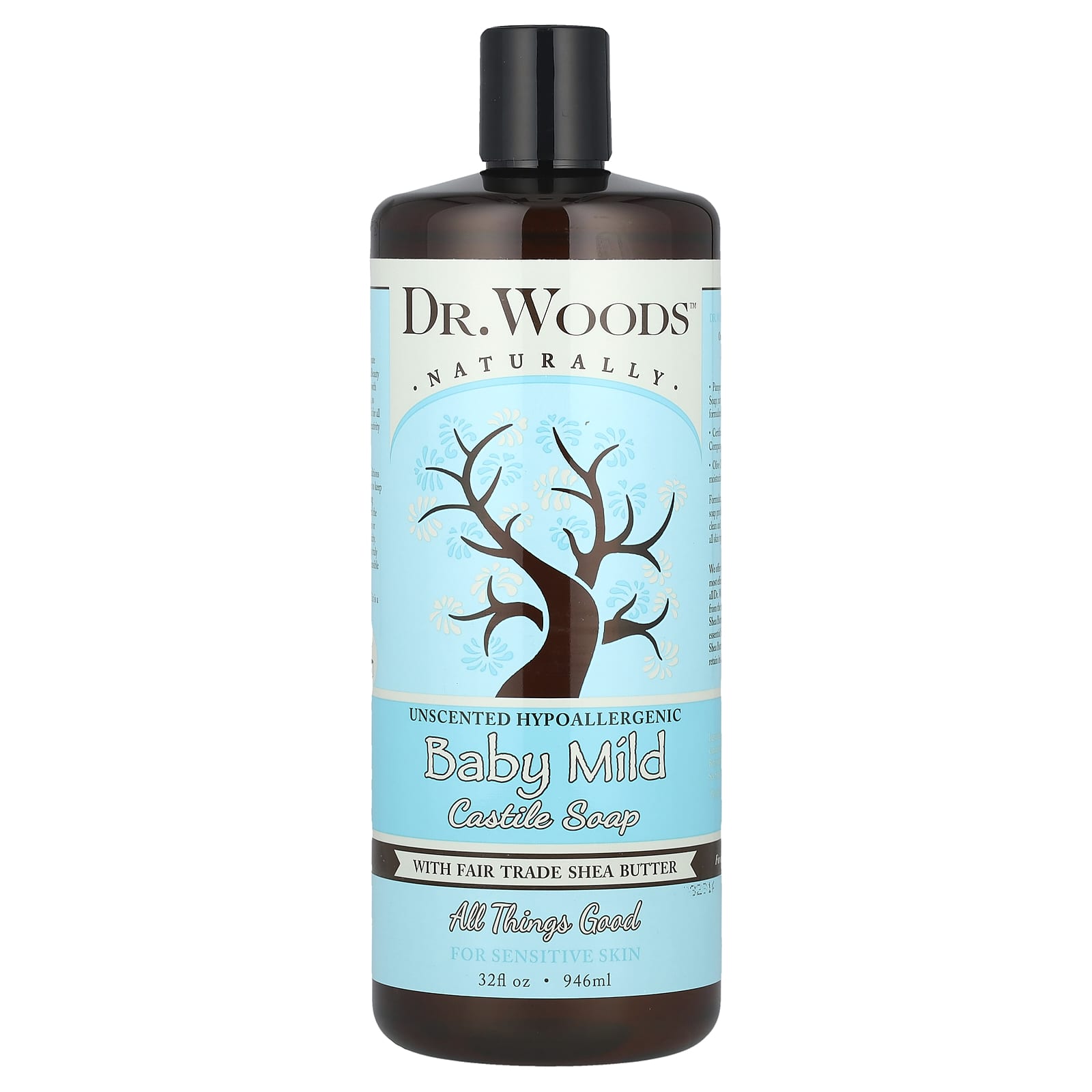 Dr. Woods Unscented Baby Mild Castile Soap for Sensitive Skin, 32 fl oz - Image 1