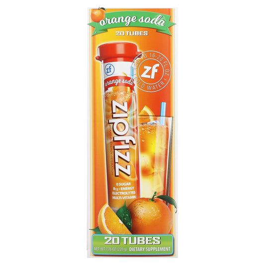 Zipfizz, Energy Drink Mix, Orange Soda, 20 Tubes, 0.39 oz (11 g) Each - Image 1