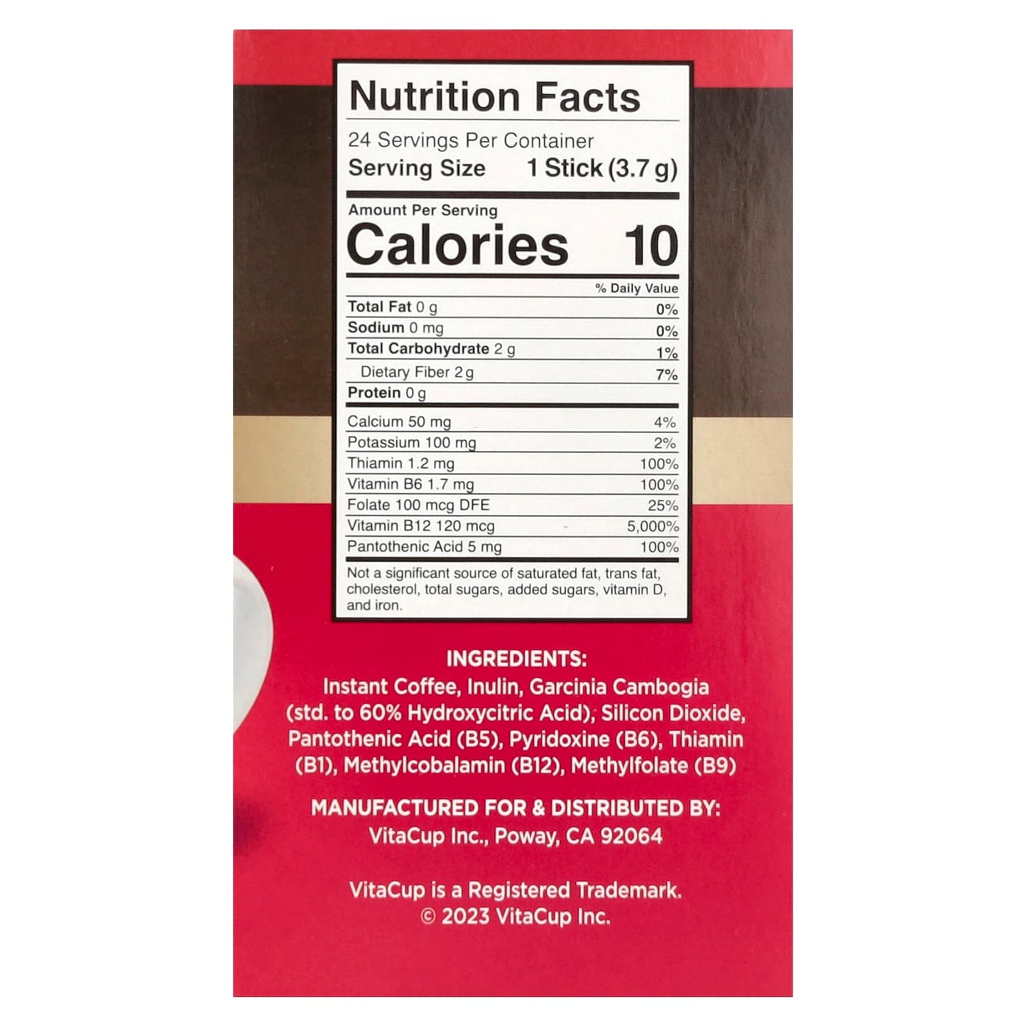 VitaCup, Slim Instant Coffee, Medium Roast, 24 Single Serve Sticks, 0.13 oz (3.7 g) Each - Image 2
