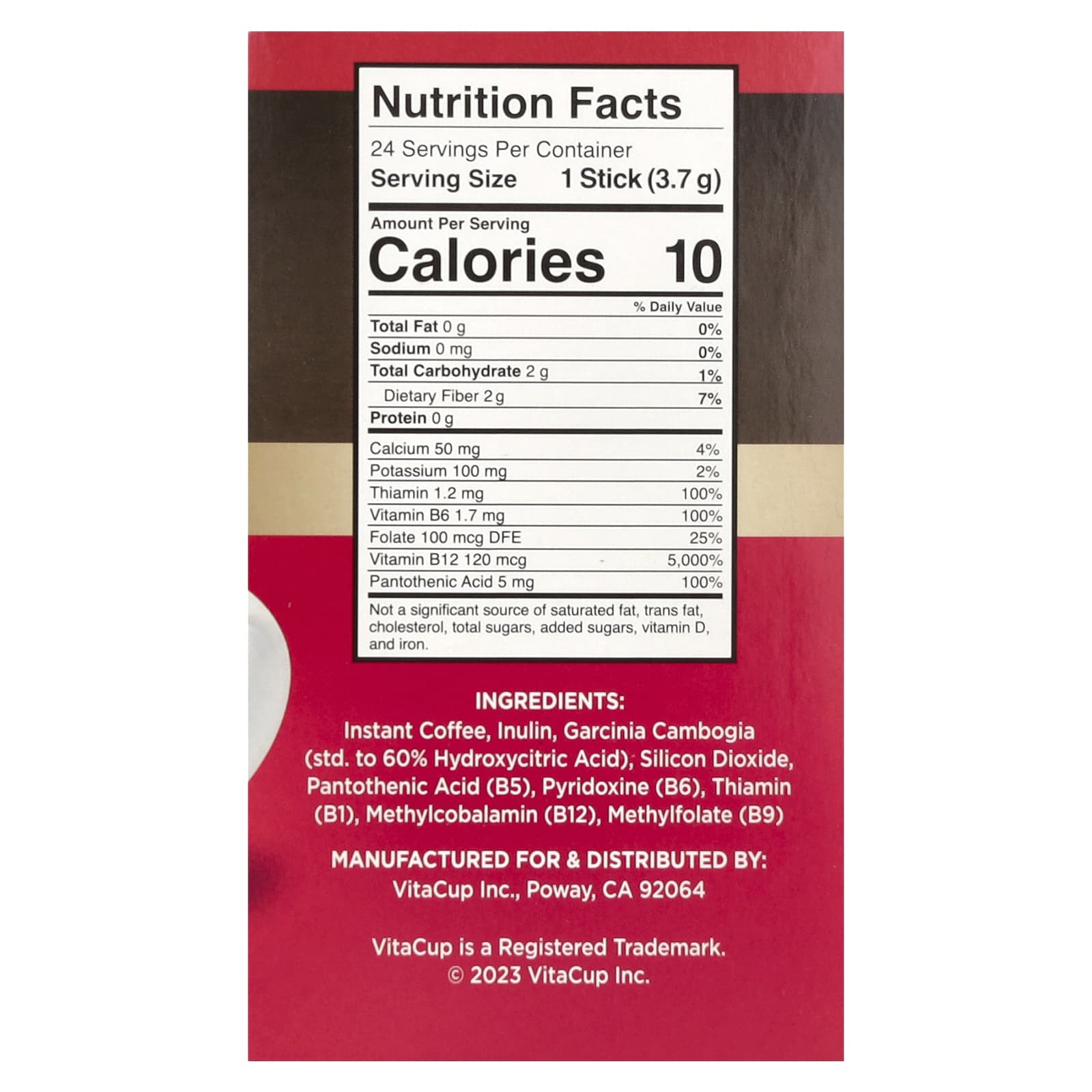 VitaCup, Slim Instant Coffee, Medium Roast, 24 Single Serve Sticks, 0.13 oz (3.7 g) Each - Image 2