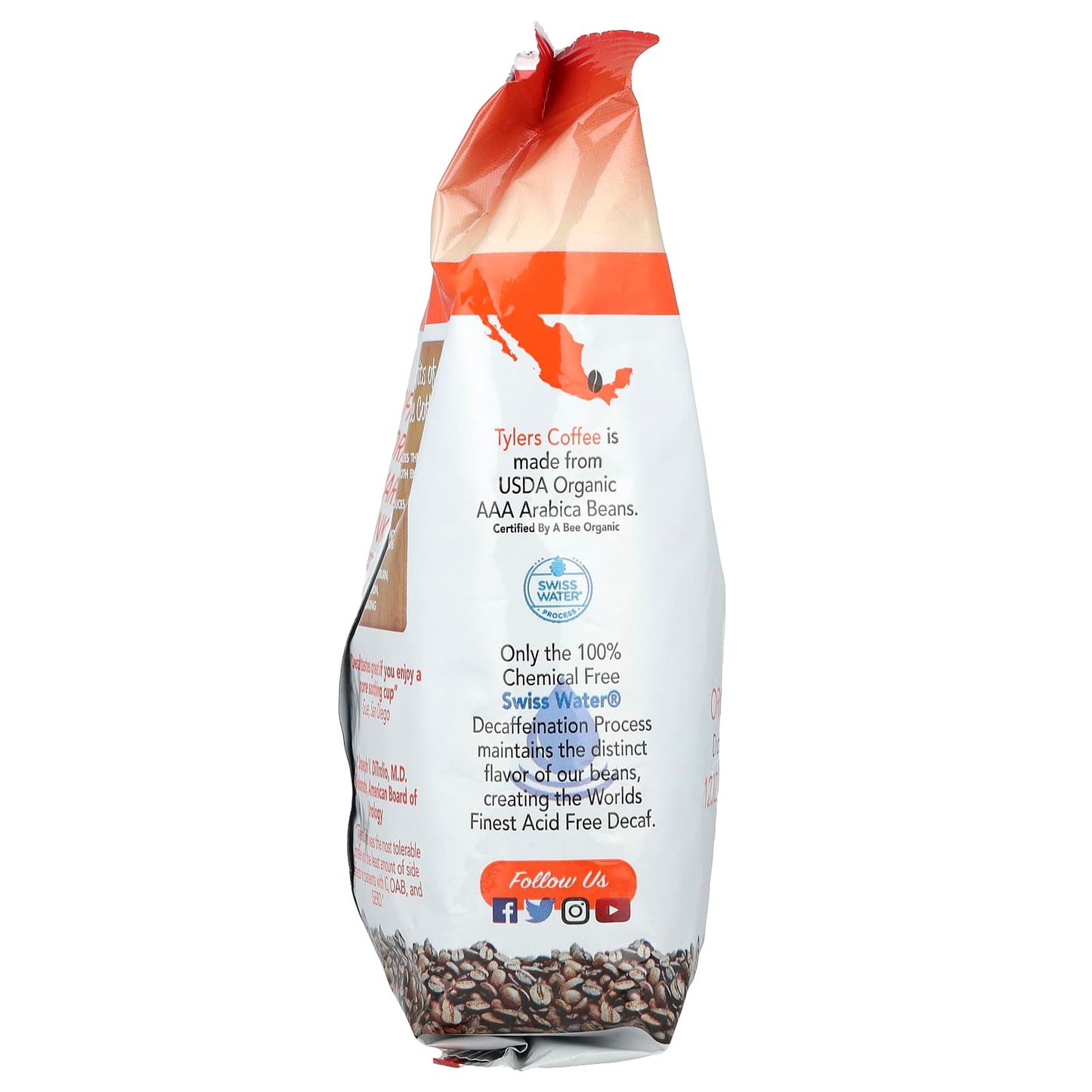 Tylers Coffees, Organic Coffee, Whole Bean, Decaffeinated, 12 oz - Image 2
