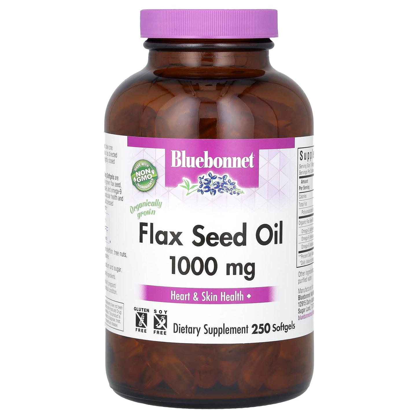 Bluebonnet Nutrition Organic Flax Seed Oil 1000mg Softgels for Heart Health - Image 1