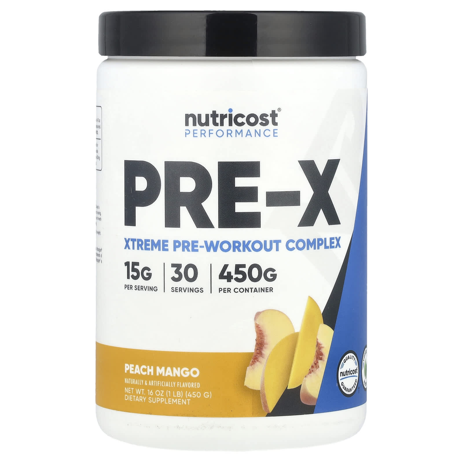 Nutricost, Performance, Pre-X, Xtreme Pre-Workout Complex, Peach Mango, 1 lb (450 g) - Image 1
