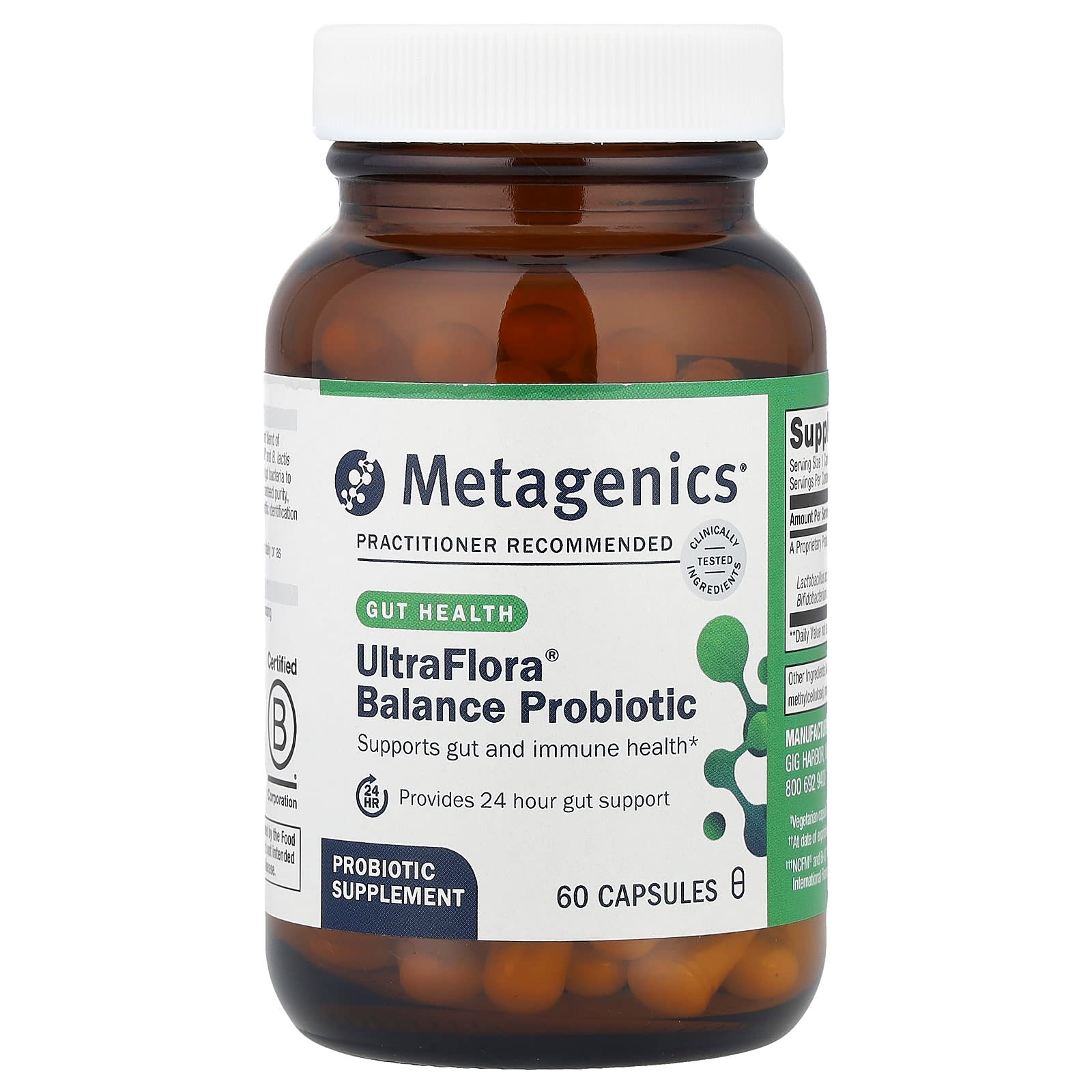 Metagenics, UltraFlora® Balance Probiotic, 55 mg (15 Billion CFU), 60 Capsules - Image 1