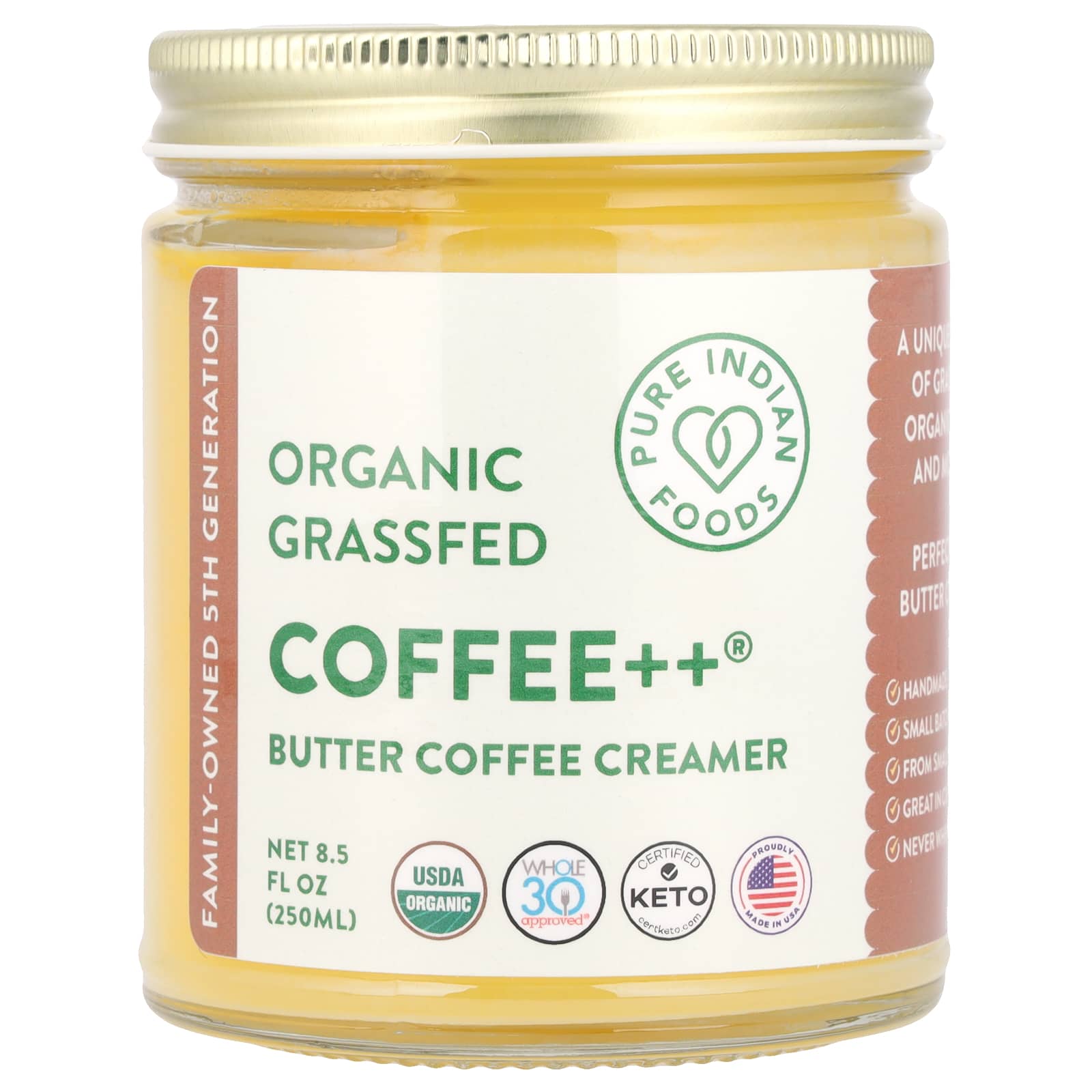 Pure Indian Foods, Coffee++®, Organic Grassfed Butter Coffee Creamer, 8.5 fl oz (250 ml) - Image 1