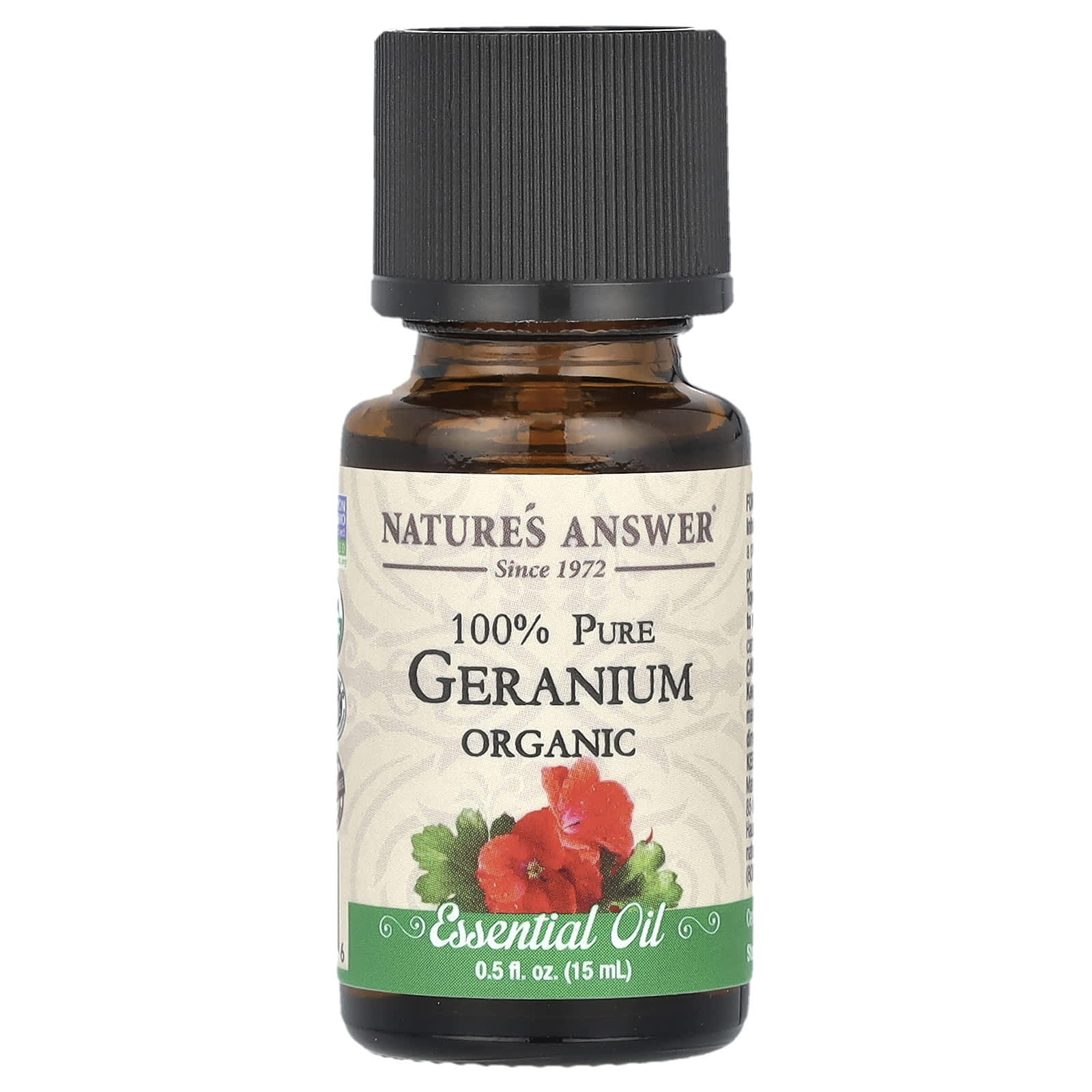 Nature's Answer, 100% Pure Organic Essential Oil, Geranium, 0.5 fl oz (15 ml) - Image 1
