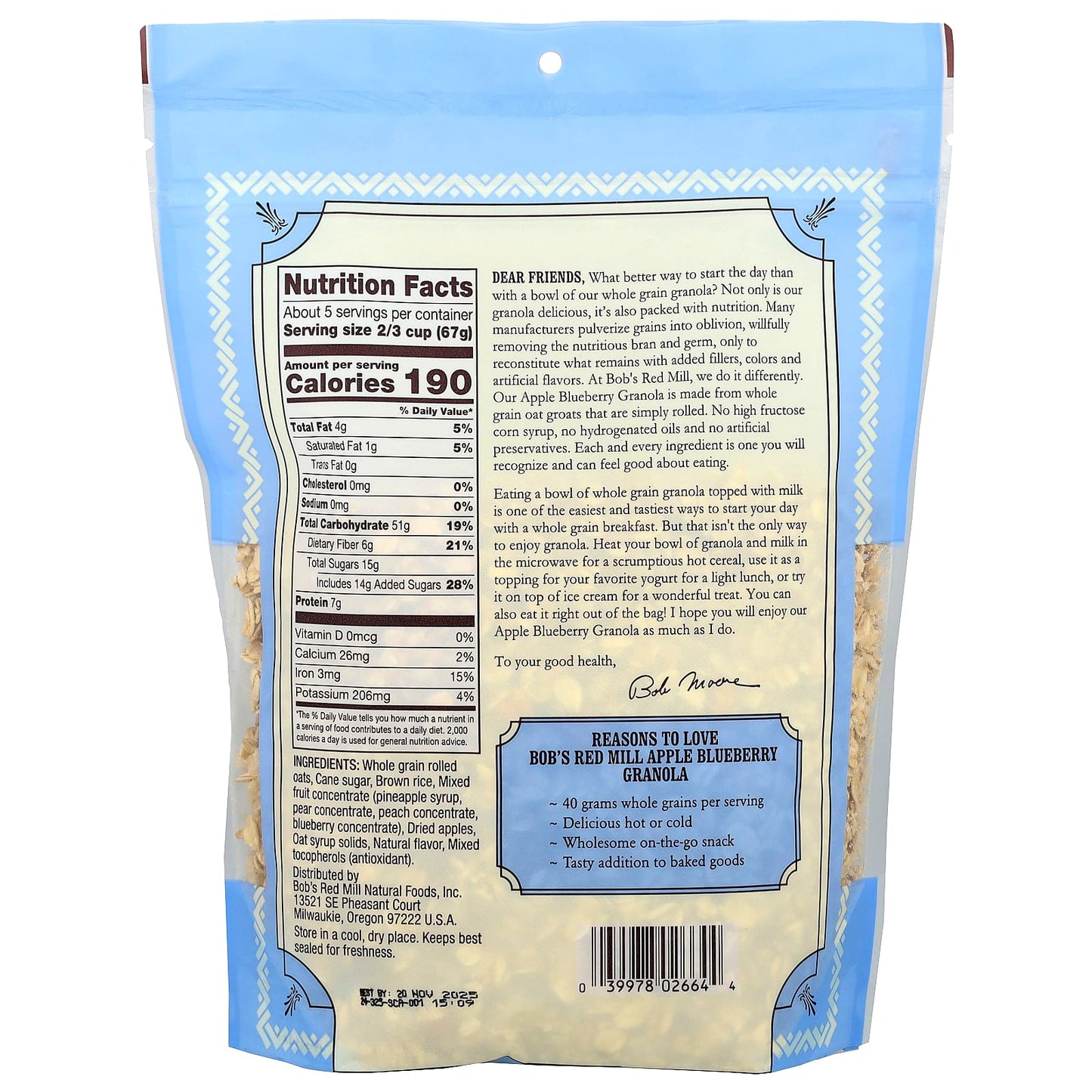 Whole Grain Apple Blueberry Granola by Bob's Red Mill - 12 oz - Image 2