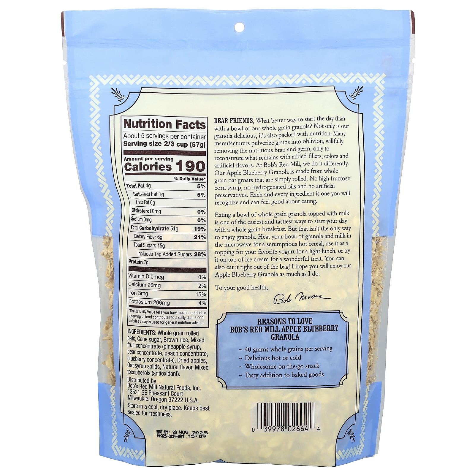 Whole Grain Apple Blueberry Granola by Bob's Red Mill - 12 oz - Image 2