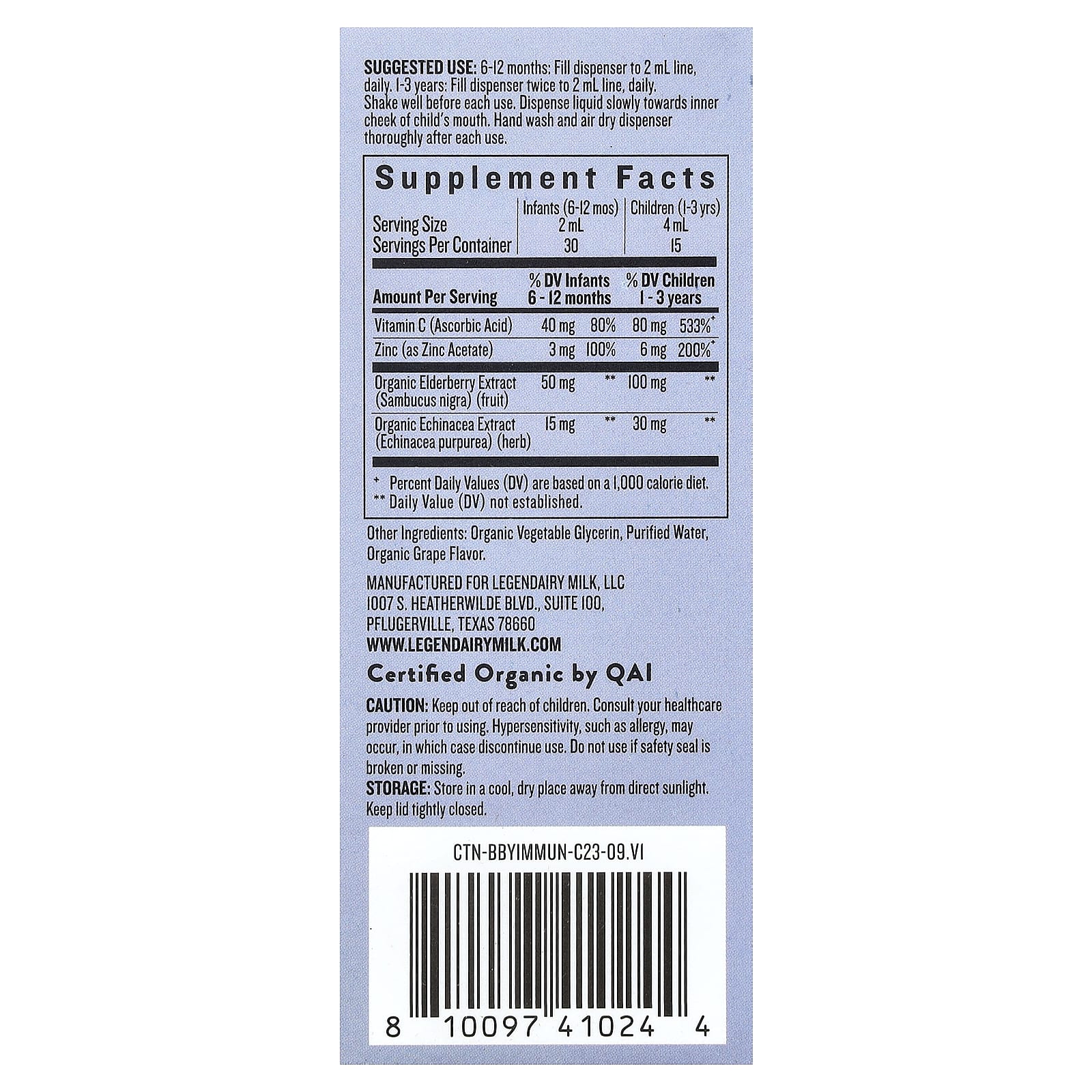 Legendairy Milk, Organic Elderberry Drops, 6+ Months, Yummy Grape, 2 fl oz (60 ml) - Image 2