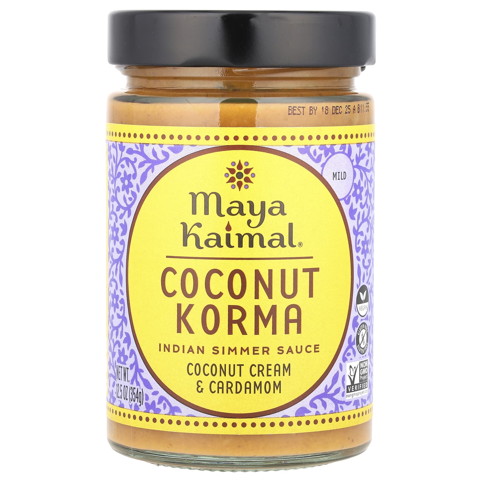 Maya Kaimal, Coconut Korma, Indian Simmer Sauce, Mild, Coconut Cream & Cardamom, 12.5 oz (354 g) - Image 1